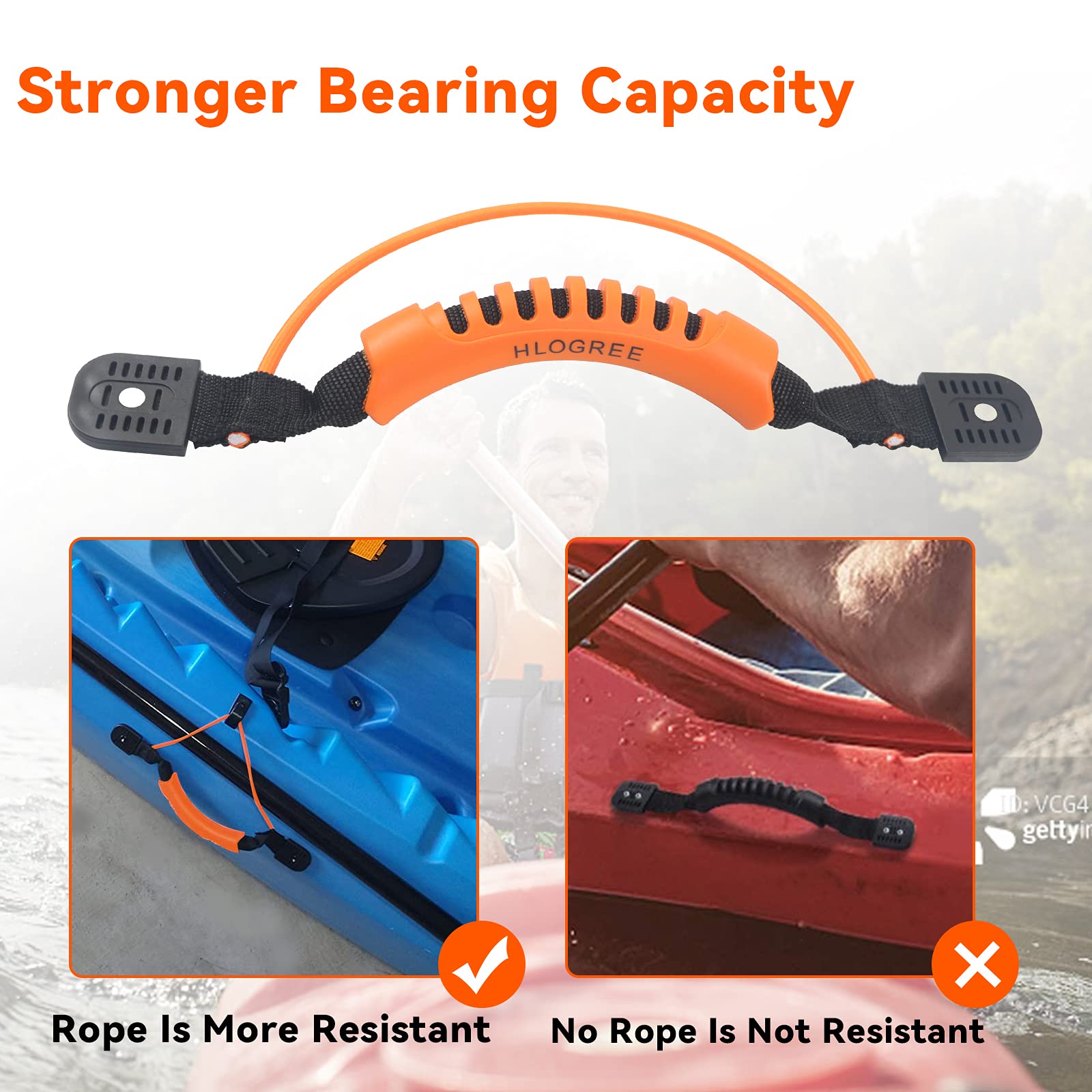 2Pcs Kayak Carry Handle with 8Pcs Rigging D Ring - Kayak Handle Replacement for Pelican/Hobie/Lifetime/Sit on Top Kayaks - Durable Ocean Kayak Handles & Canoe Accessories - Perfect for Easy Transport & Water Sports Adventures