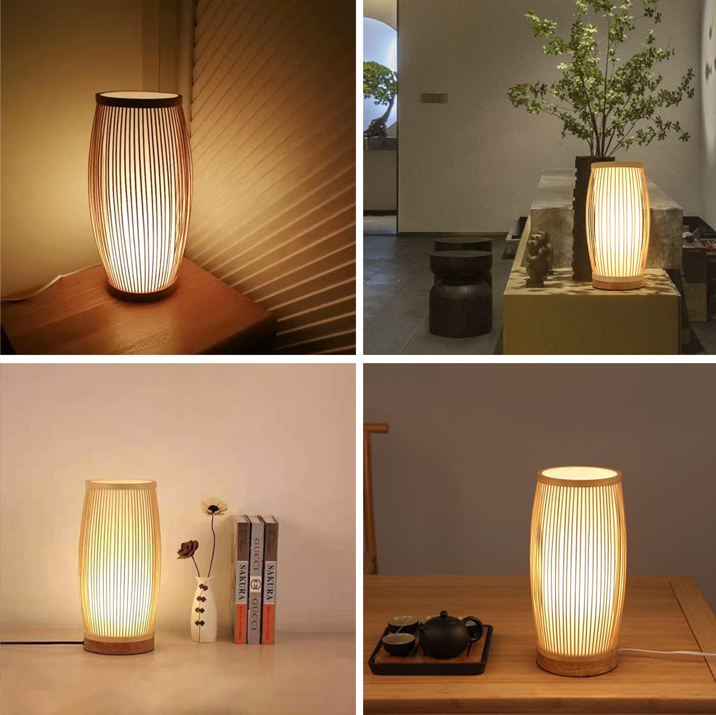 Rustic Bamboo Table Lamp - Handmade Decorative Night Light for Bedroom, Living Room, Restaurant | Mood Lighting & Ambient Illumination | Perfect for Cozy Nights, Romantic Dinners, and Relaxing Spaces