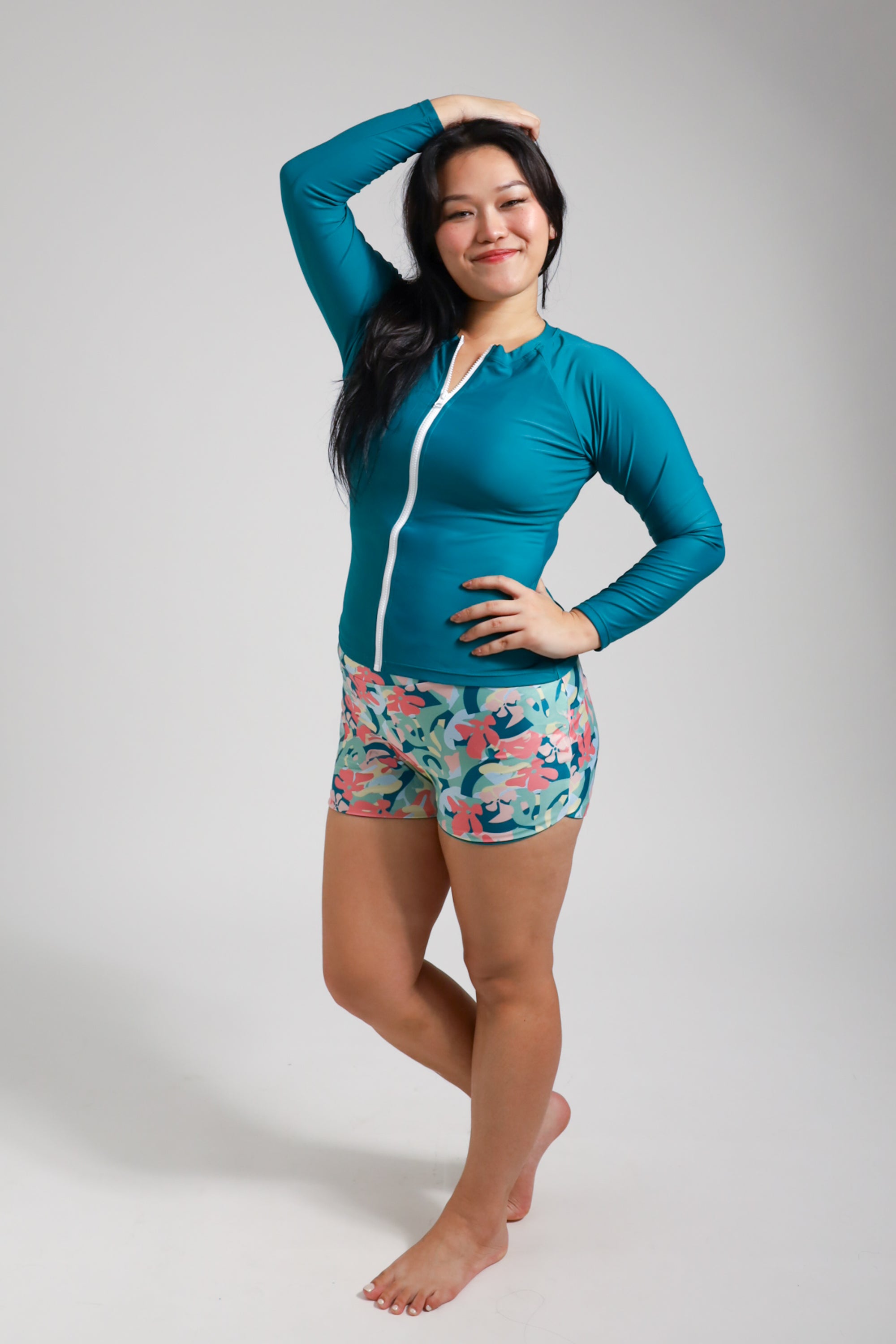 Oahu Rash Guard for Men & Women - UPF 50+ Sun Protection Swim Shirt - Teal Blue - Perfect for Surfing, Swimming & Beach Activities