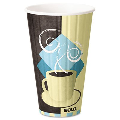 Duo Shield Hot Insulated 16 oz Paper Coffee Cups - Eco-Friendly Disposable Beige Cups for Coffee, Tea, Hot Chocolate - Perfect for Office, Cafes, and Home Use