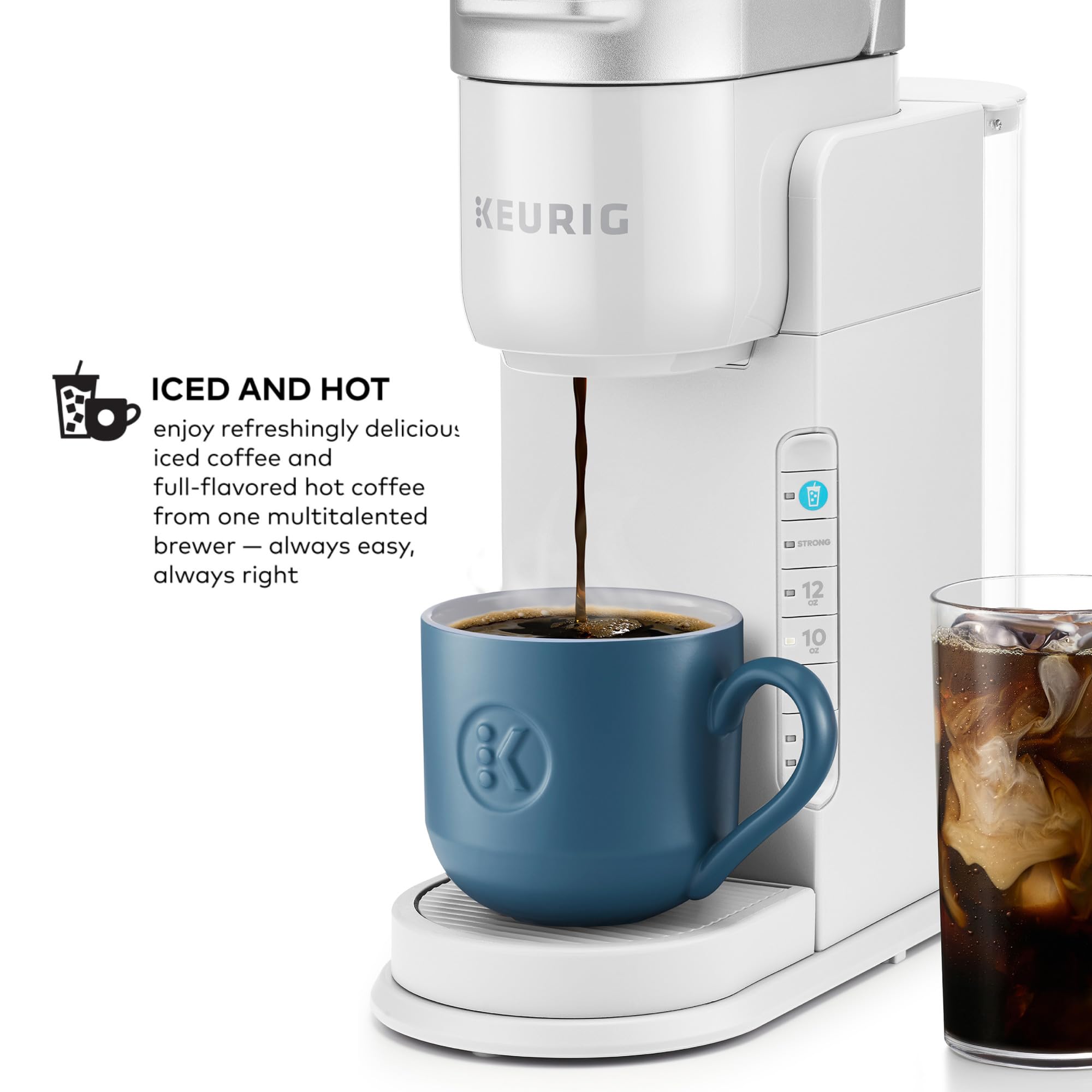 Keurig K-Iced Single Serve Coffee Maker - Brew Hot & Iced Coffee with Any K-Cup Pods, Compact White Iced Coffee Machine for Home, Office or Dorm Use