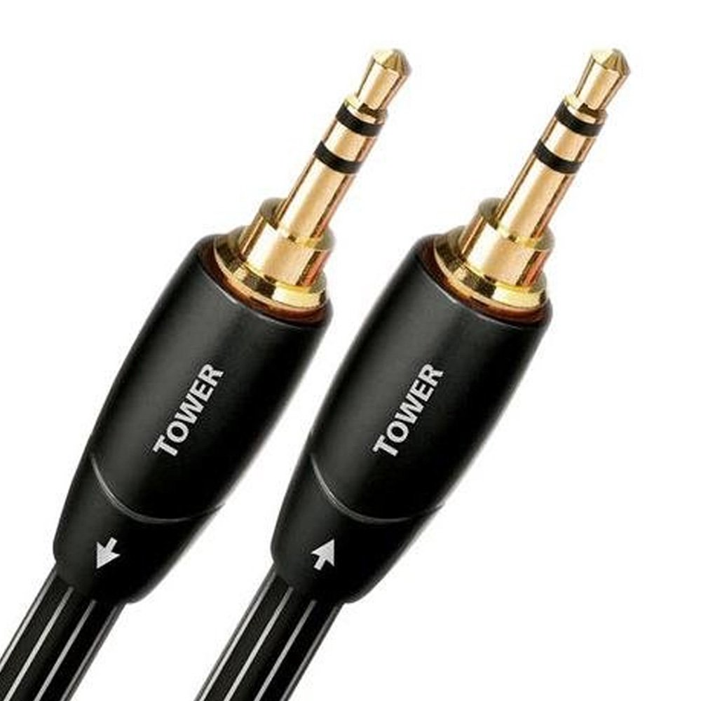 AudioQuest 3m Tower Black Male-to-Male 3.5mm Gold-Plated Audio Cable - Premium Copper Connectors for Home Theater, Studio Monitors & Hi-Fi Systems