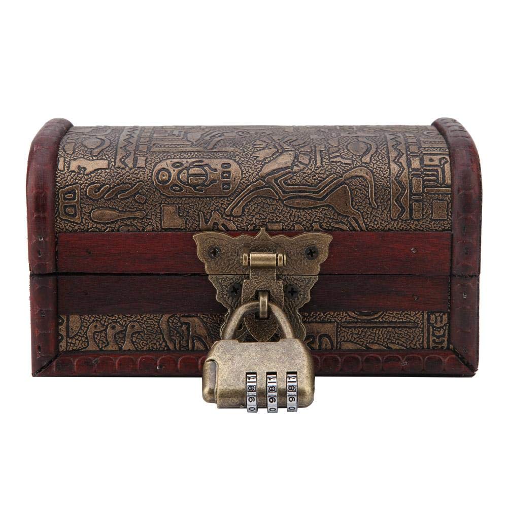 Vintage Wooden Jewelry Box with Lock - Small Antique Treasure Chest for Jewelry Storage, Organizer, and Craft Supplies | Perfect for Home Decor, Gift Giving, and DIY Projects