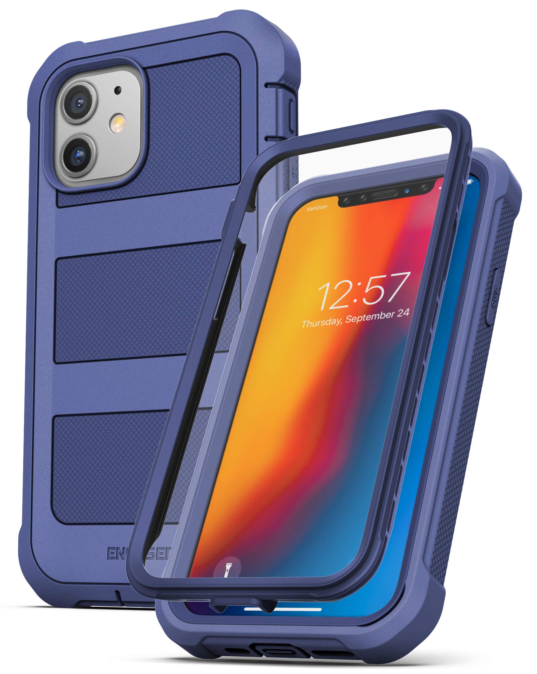 Encased Falcon Armor iPhone 12 Case with Built-in Screen Protector | Shockproof Full Body Protective Cover | Purple | Perfect for Outdoor Activities, Travel & Daily Use