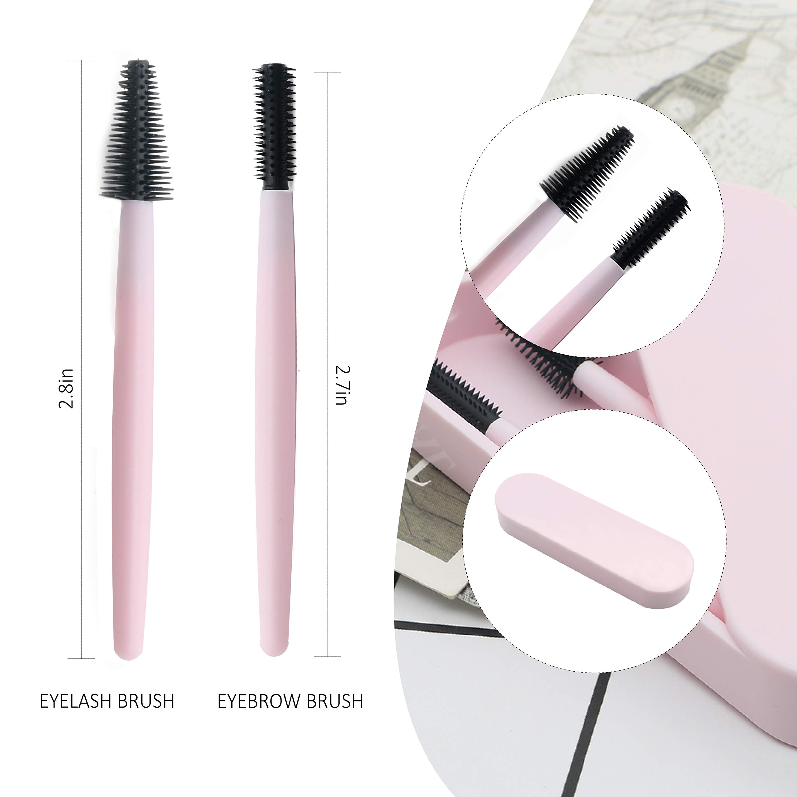 Professional Eyebrow & Eyelash Brush Set with Case - Reusable Spoolies for Perfect Brows & Lashes - Makeup Kit with Cosmetic Brushes & Comb - Ideal for Salon, Travel & Daily Makeup Routine