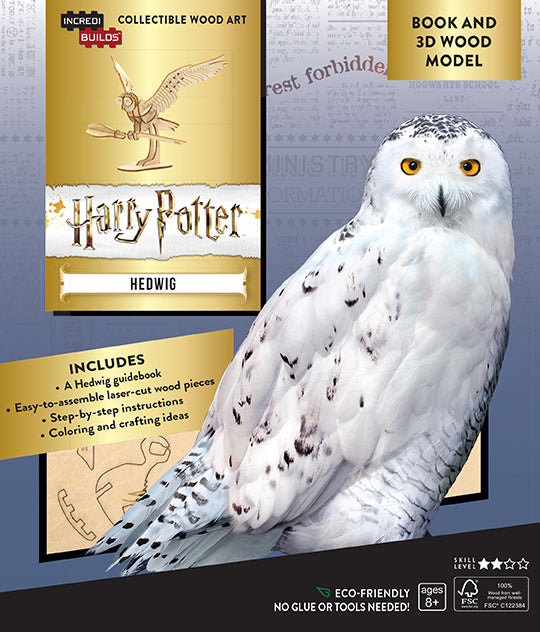 IncrediBuilds Harry Potter Hedwig 3D Wood Model Kit - DIY Book & Buildable Owl Figure for Fans & Collectors - Perfect for Home Decor, Gifts, and Harry Potter Themed Parties