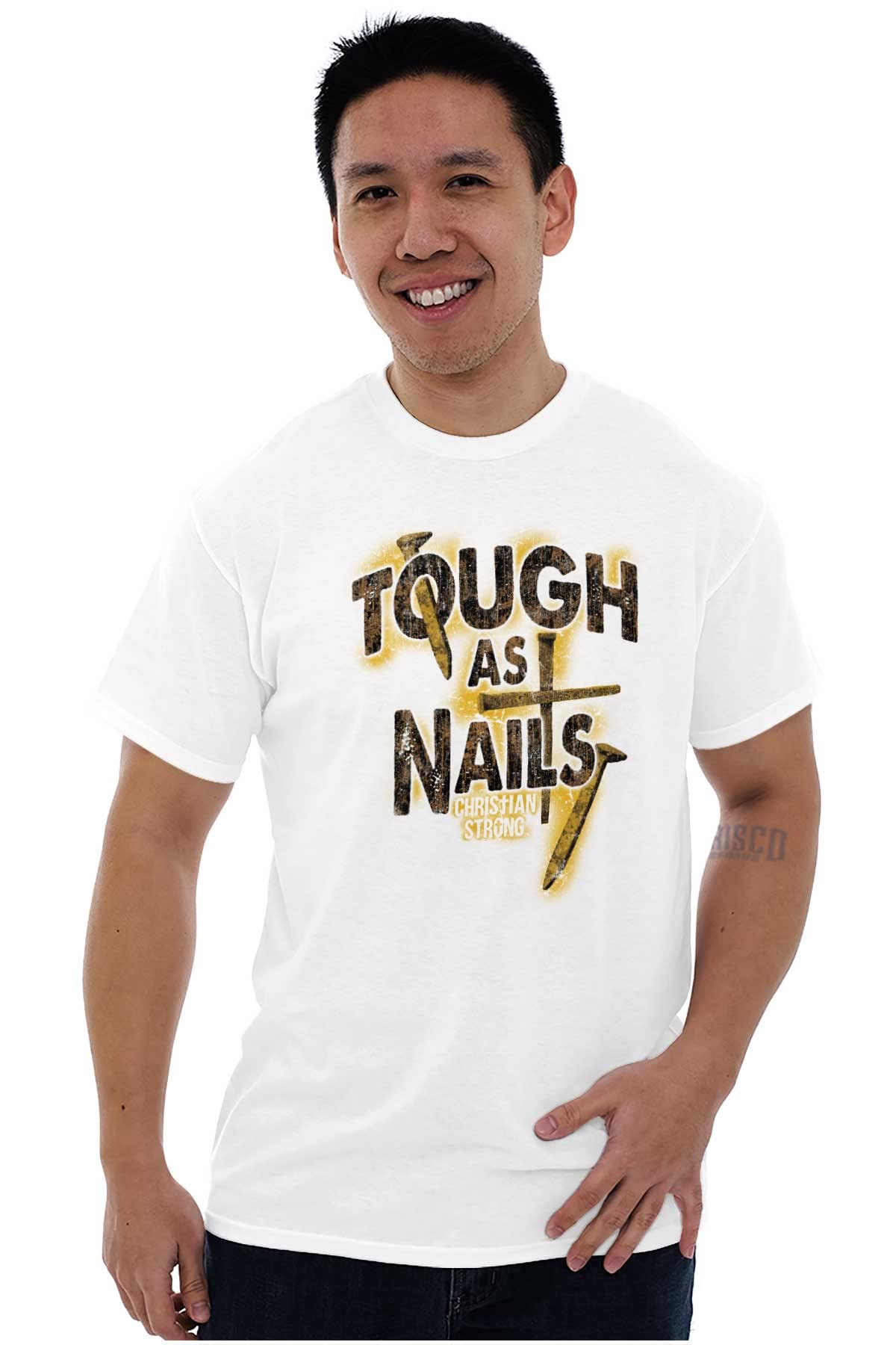 Jesus Graphic T-Shirt for Men - Tough Nails Cross Crucifix Design | Christian Apparel for Church, Bible Study & Everyday Wear