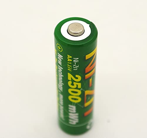 1.6V 2500MWh Ni-Zn Rechargeable AA Batteries (4-Pack) - High Capacity Nickel-Zinc Batteries for Flashlights, Toys, and Electronic Devices