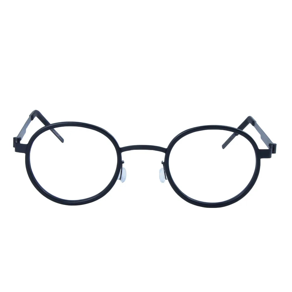 Unisex Full Rim Round Screwless Titanium Acetate Eyeglasses 3033 - Lightweight & Durable Frame for Men & Women - Perfect for Reading, Work & Everyday Use