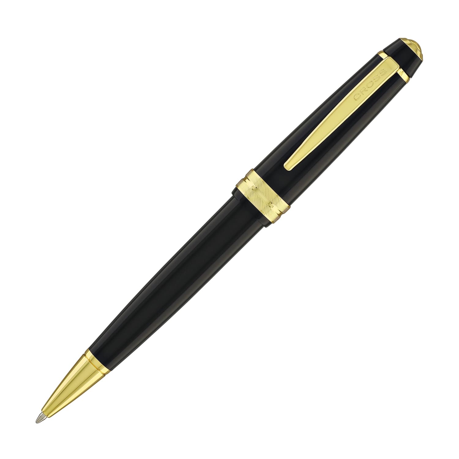 Premium Cross Bailey Light Ballpoint Pen - Glossy Black Resin with Gold Trim for Office, Business & Gift Giving