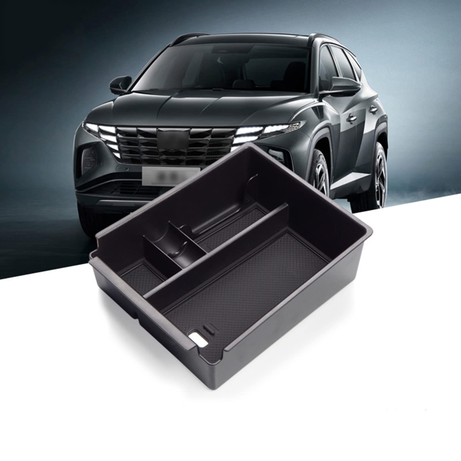 2021-2022 Hyundai Tucson NX4 Center Console Organizer - Secondary Storage Tray & Armrest Insert with Non-Slip Mats | Perfect for Car Accessories, Road Trips & Daily Commute