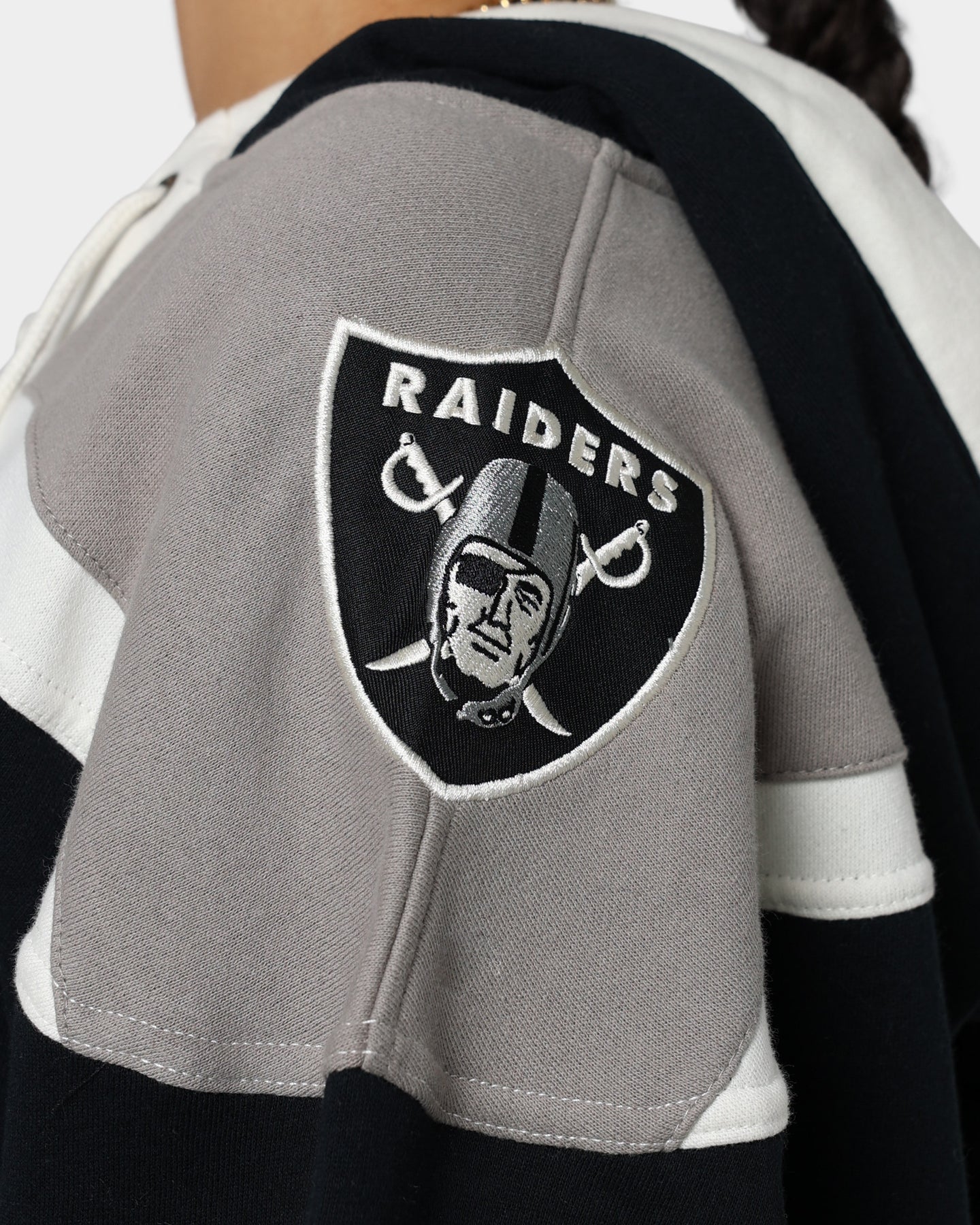 47 Brand Las Vegas Raiders Superior Lacer Hoodie - Jet Black/Grey - Men's NFL Team Pullover Sweatshirt for Game Day & Casual Wear