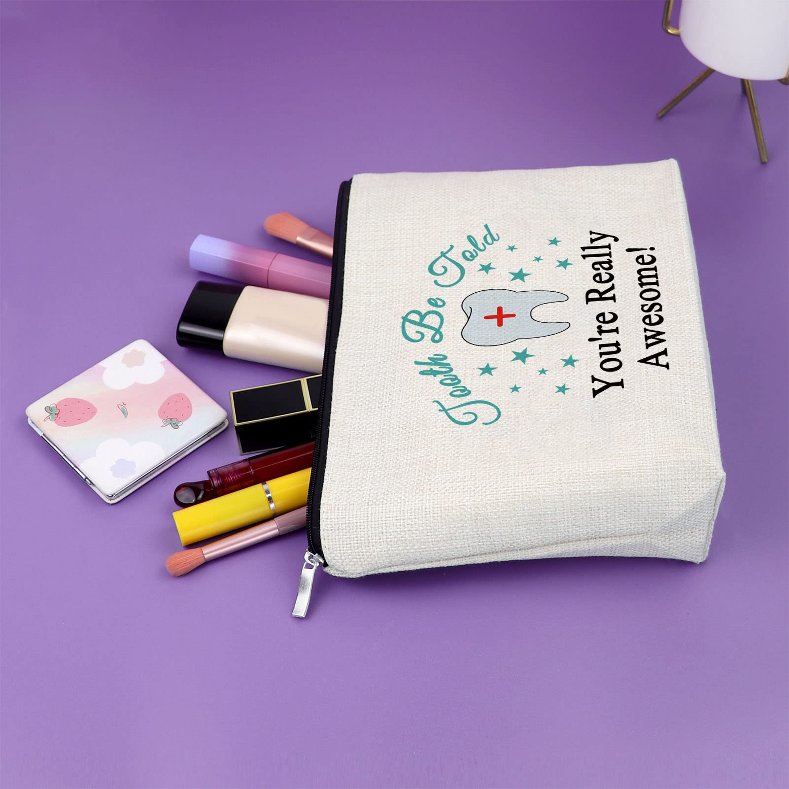 **Sazuwu Makeup Bag for Dental Hygienists - Perfect Gift for Dental Assistants, Dentists, Graduation, Birthday, Christmas & Retirement - Travel Cosmetic Pouch for Women (Great for Work, Travel & Daily Use)**
