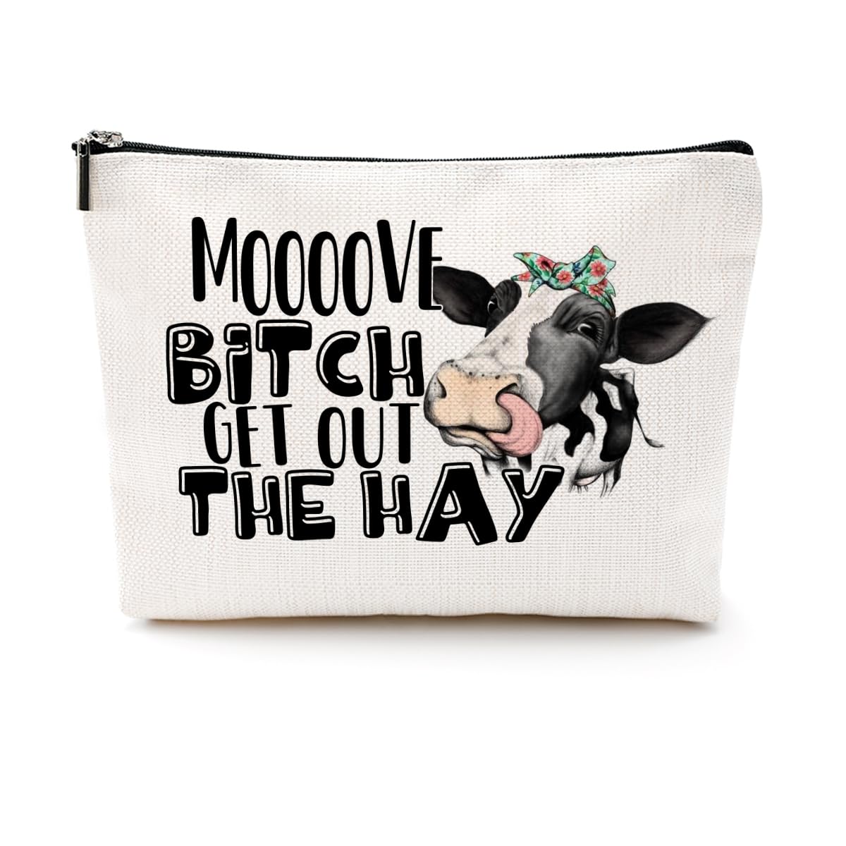 Western Cow Print Makeup Bag for Women - Cute Cosmetic & Toiletry Pouch with Zipper - Perfect Western Themed Gift for Cow Lovers, Birthday, Graduation - Great for Travel, Daily Use & Western Party Accessories