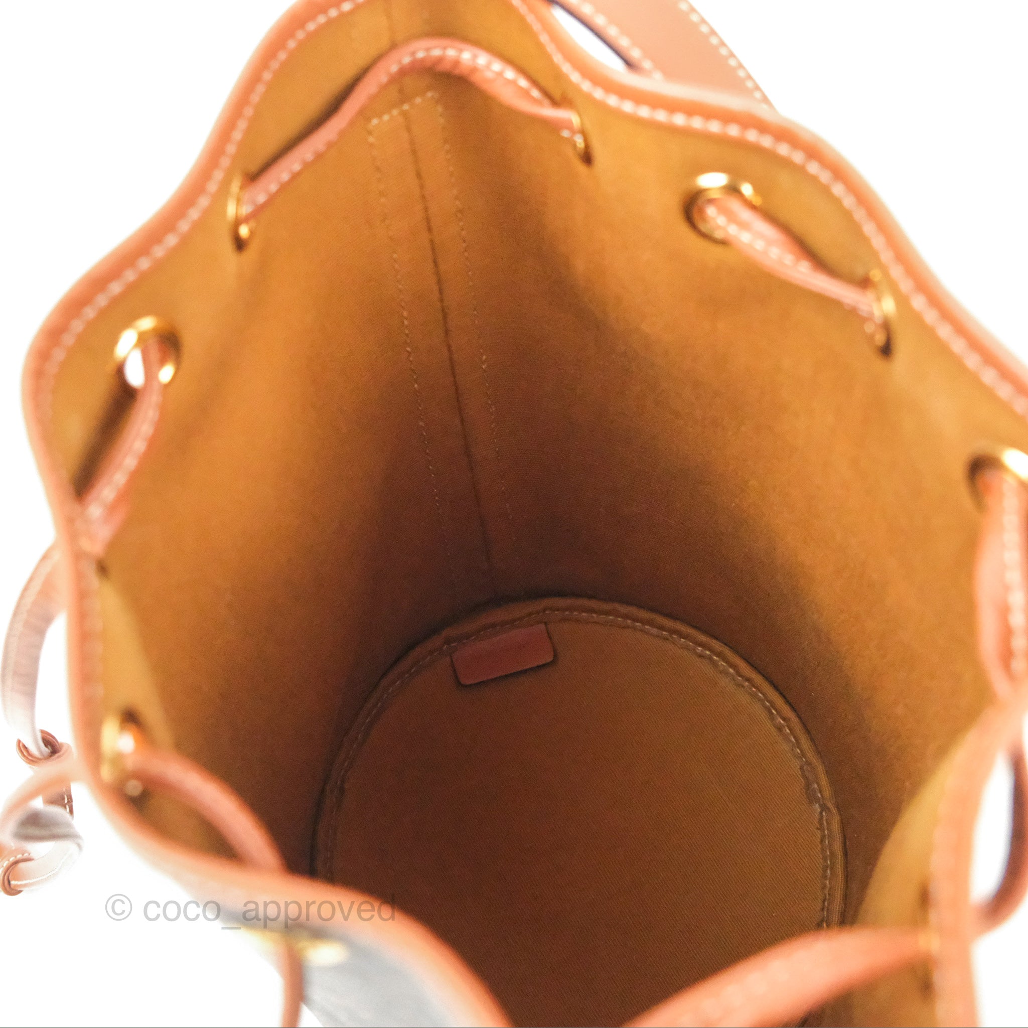 Celine Small Drawstring Bag Triomphe Canvas Tan Calfskin Leather Crossbody Purse for Women | Perfect for Everyday Use, Travel & Date Night