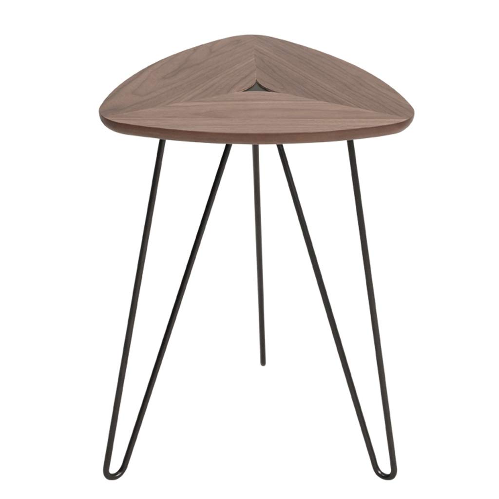 Industrial Nightstand with Triangle Wooden Design - Brown Bedside Table for Bedroom, Living Room & Office (44x44x57cm) | Perfect as Sofa Side Table, Computer Desk & Home Decor