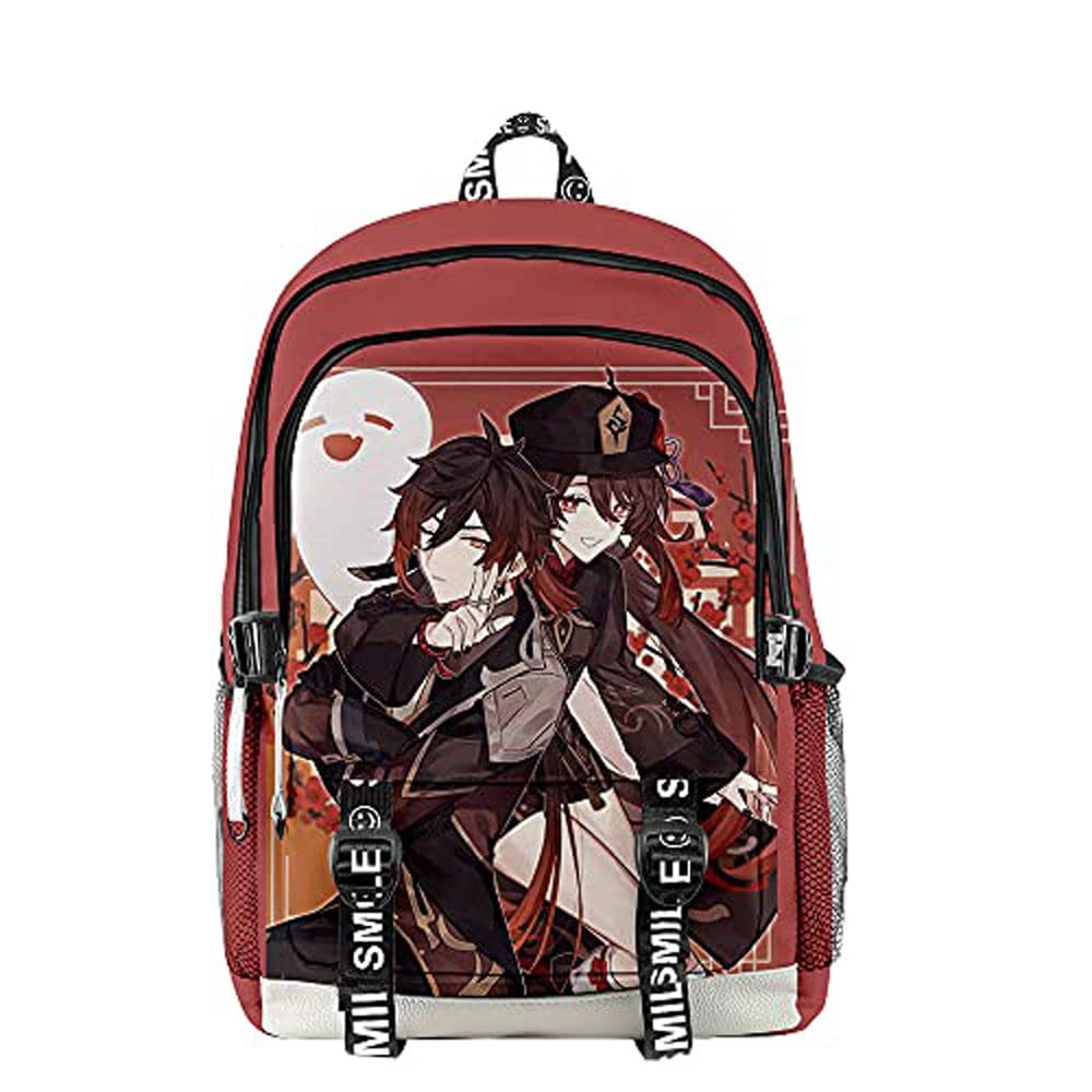 Genshin Impact Hu Tao Themed Backpack - Stylish Oxford School Bag for Teens & Adults, Durable Laptop Backpack for College, Work & Travel