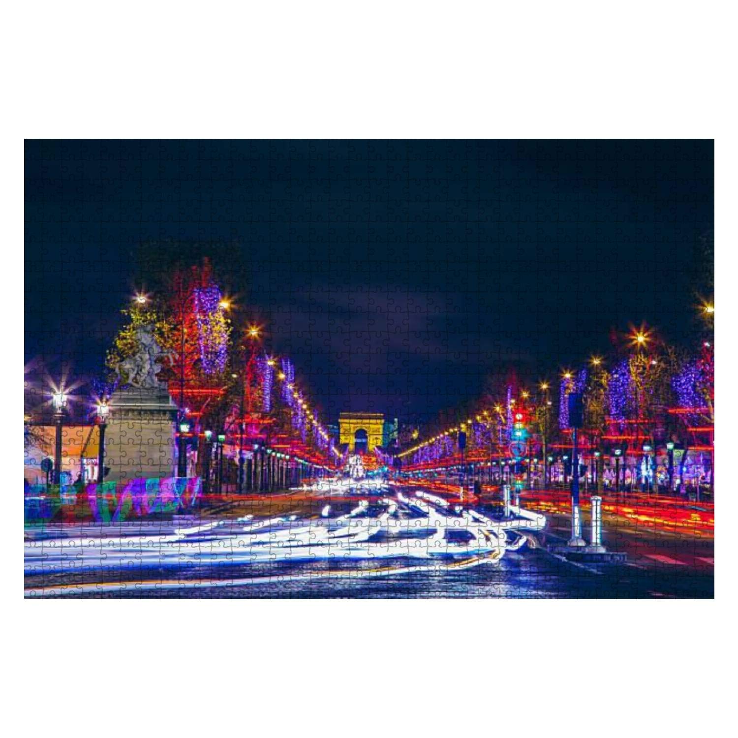 1000-Piece Wooden Jigsaw Puzzle - Champs-Élysées & Arc de Triomphe Paris Landscape - Educational Brain Teaser for Adults & Kids - Stress Relief Toy for Family Game Night & Classroom Activities