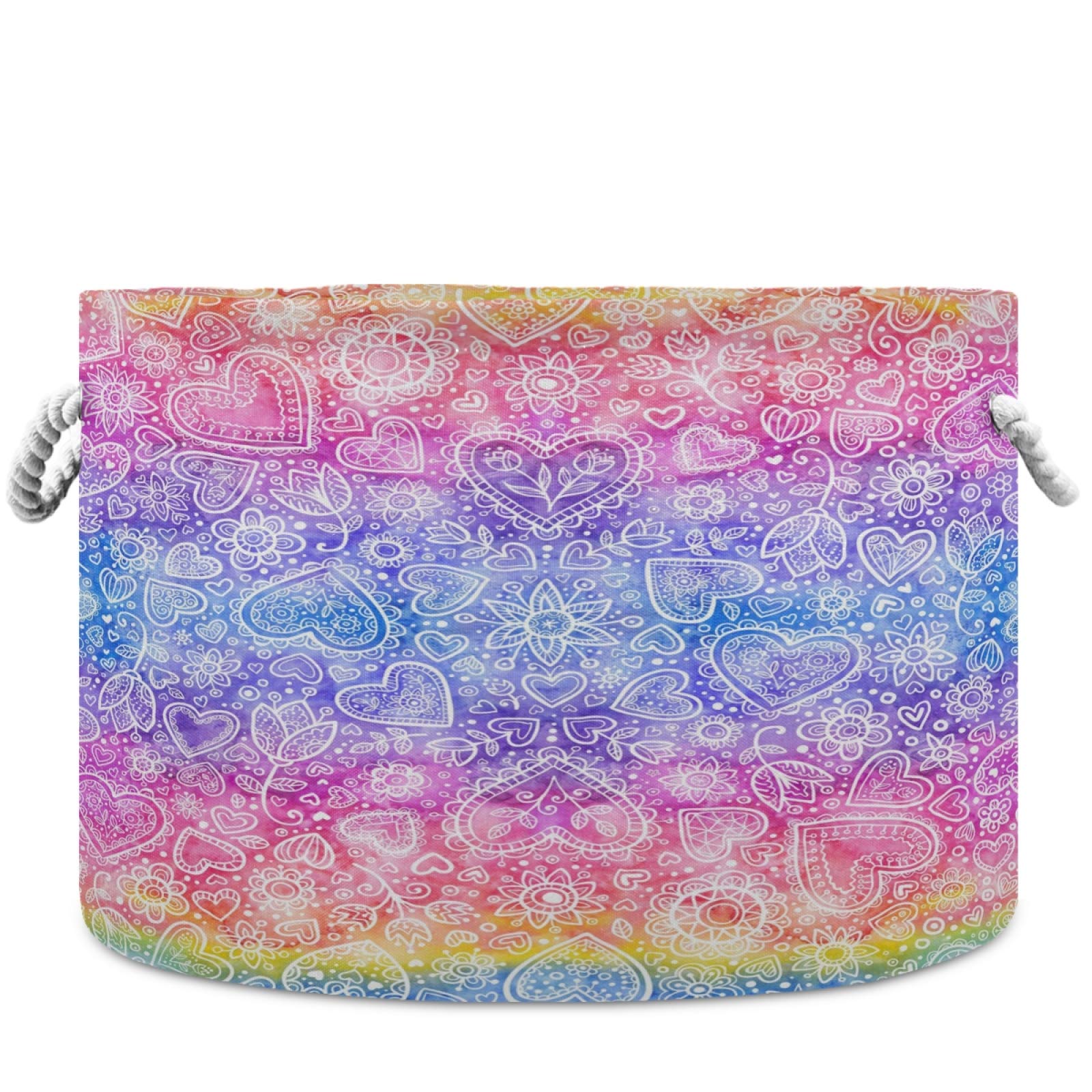 Visesunny Rainbow Heart Storage Basket - Canvas Fabric Toy Organizer, Nursery Hamper, Laundry Bin for Kids Room, Playroom, Shelves - Perfect for Toy Storage, Gift Basket & Home Organization