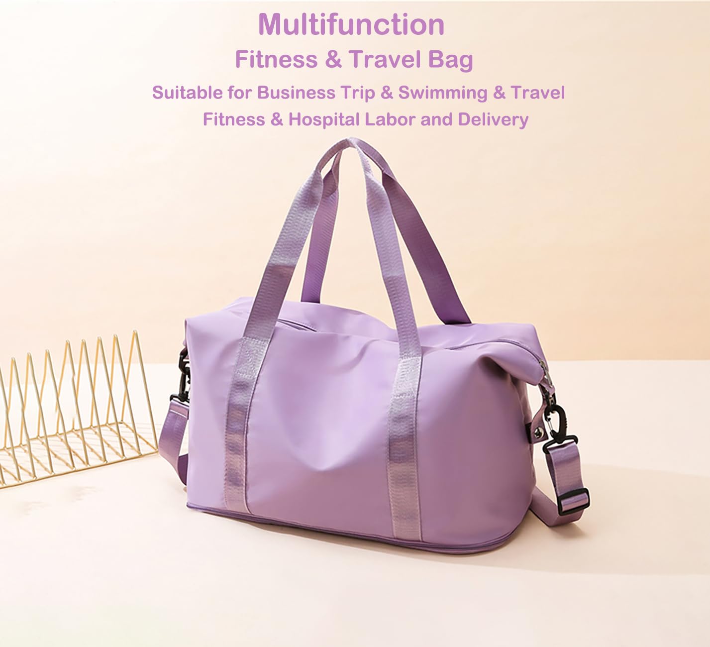 Expandable Travel Duffle Bag for Women - Waterproof Weekender Carry On Overnight Gym Bag with Shoe Compartment (Blue) | Perfect for Weekend Getaways, Gym Workouts & Airplane Travel