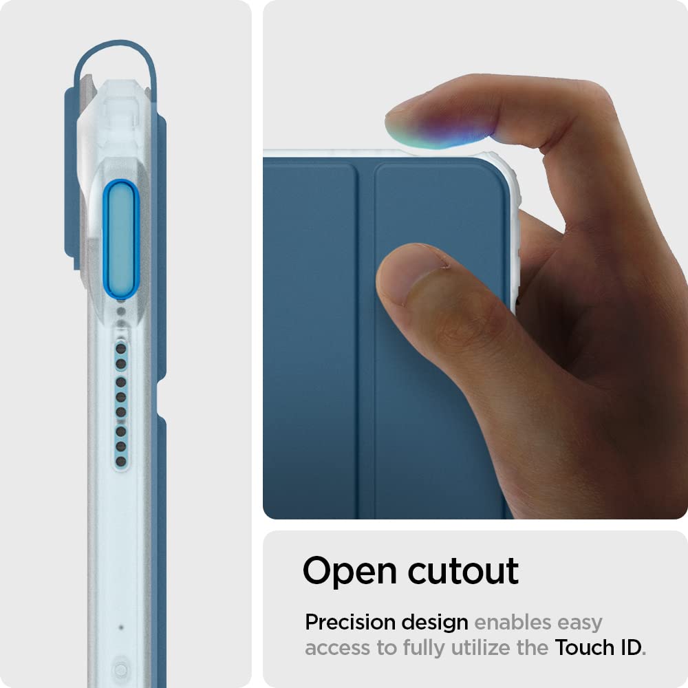 Spigen Ultra Hybrid Pro Tri-Fold Case for iPad Air 11-inch (M3/M2 2025-2024) & 10.9-inch 5th/4th Gen (2022/2020) - Clear Transparent Back with Apple Pencil Holder, Teal Blue - Perfect for Work, School & Travel Protection