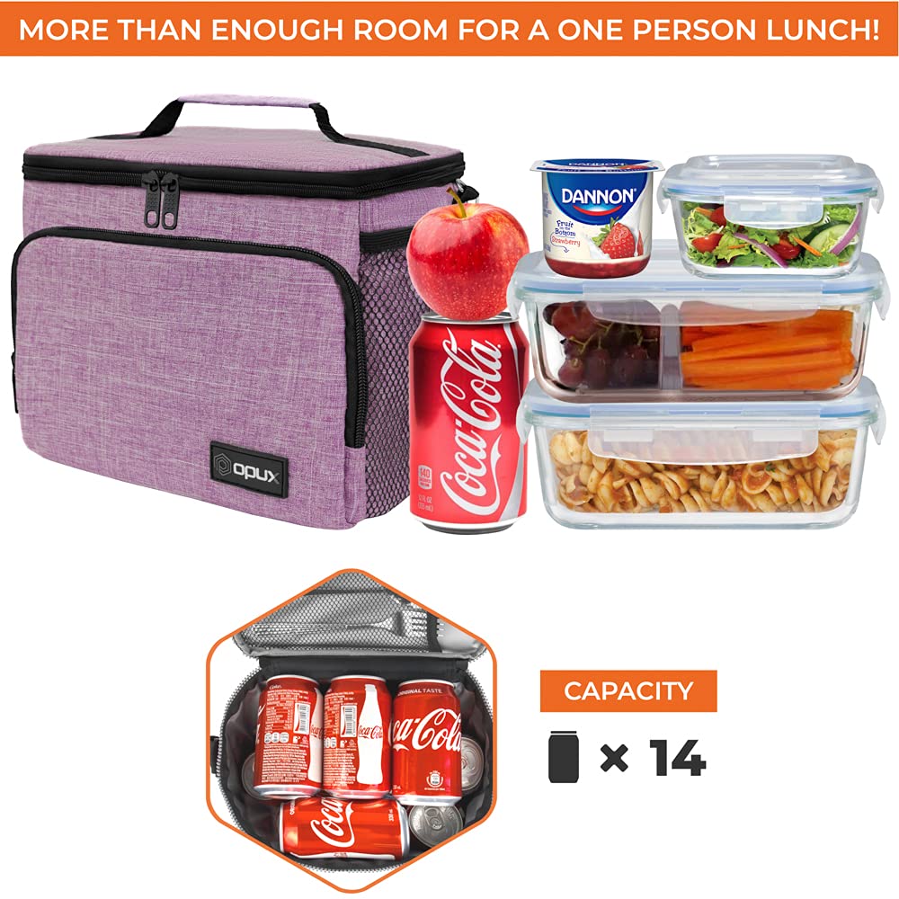 Insulated Lunch Bag for Men & Women - Leakproof Soft Lunch Box for Office, Work, School & Picnic - Shoulder Strap Cooler Bag for Kids, Adults, Boys & Girls - Medium Lunch Tote in Heather Purple - Perfect for Meal Prep, Daily Commute & Outdoor Activities