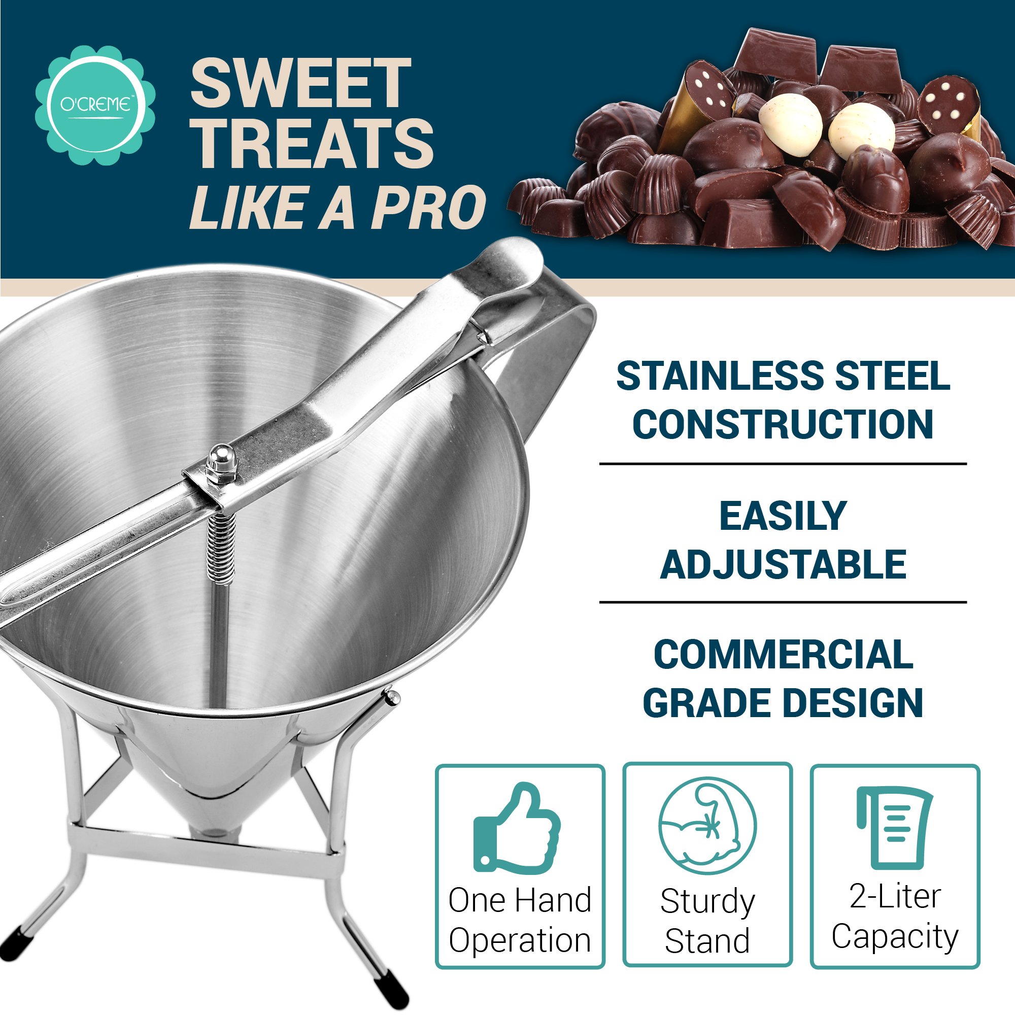 Premium SS Confectionery Dispenser Funnel - Stainless Steel Candy & Snack Pouring Tool for Bakeries, Cafes & Home Kitchens - Perfect for Chocolate Chips, Nuts, Sprinkles & Bulk Food Storage