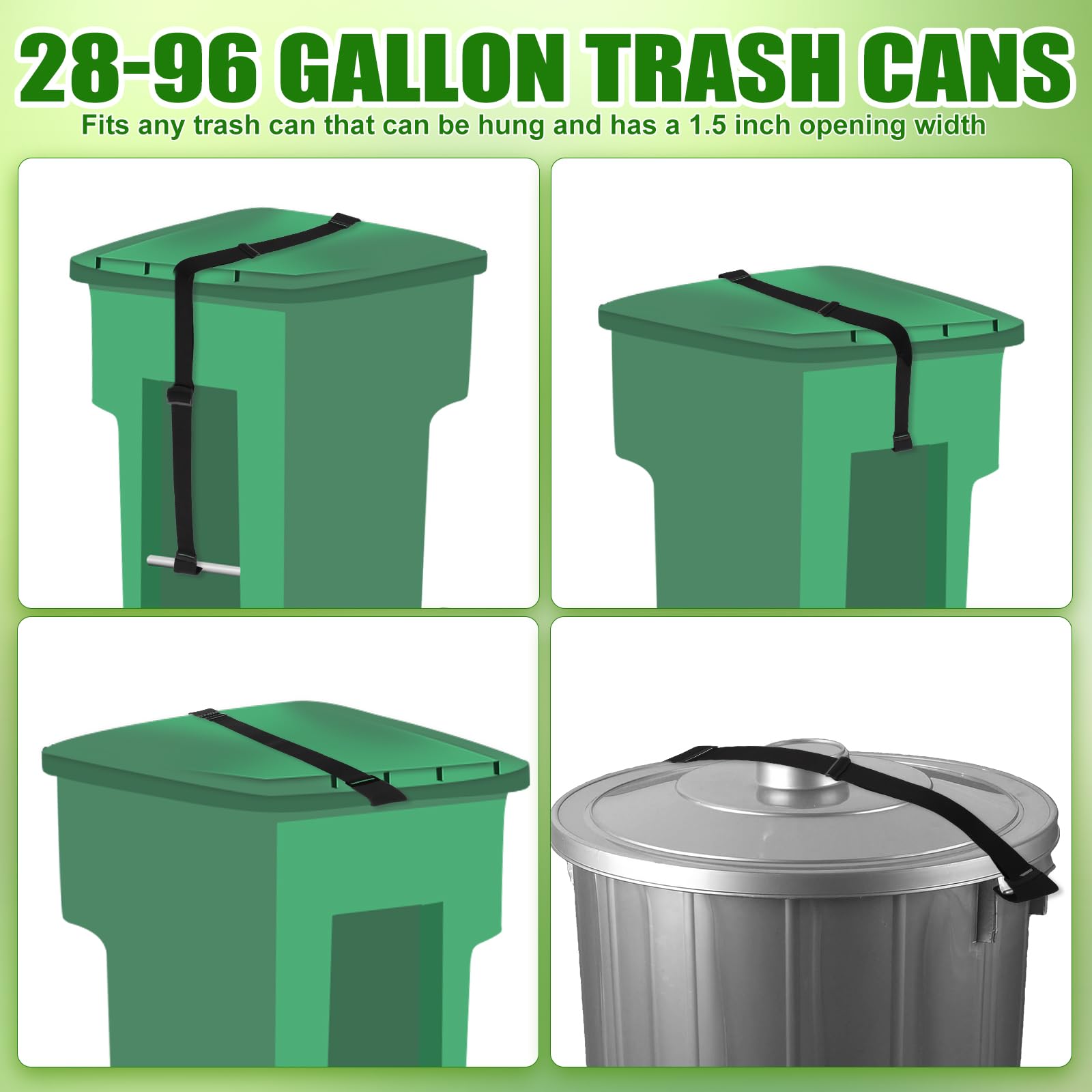 Windproof Metal Double-Claw Trash Can Lock - Adjustable & Elastic Garbage Bin Strap for Outdoor Use, Raccoon Proof Lid Lock to Prevent Tipping Over - Perfect for Patio, Backyard, and Camping