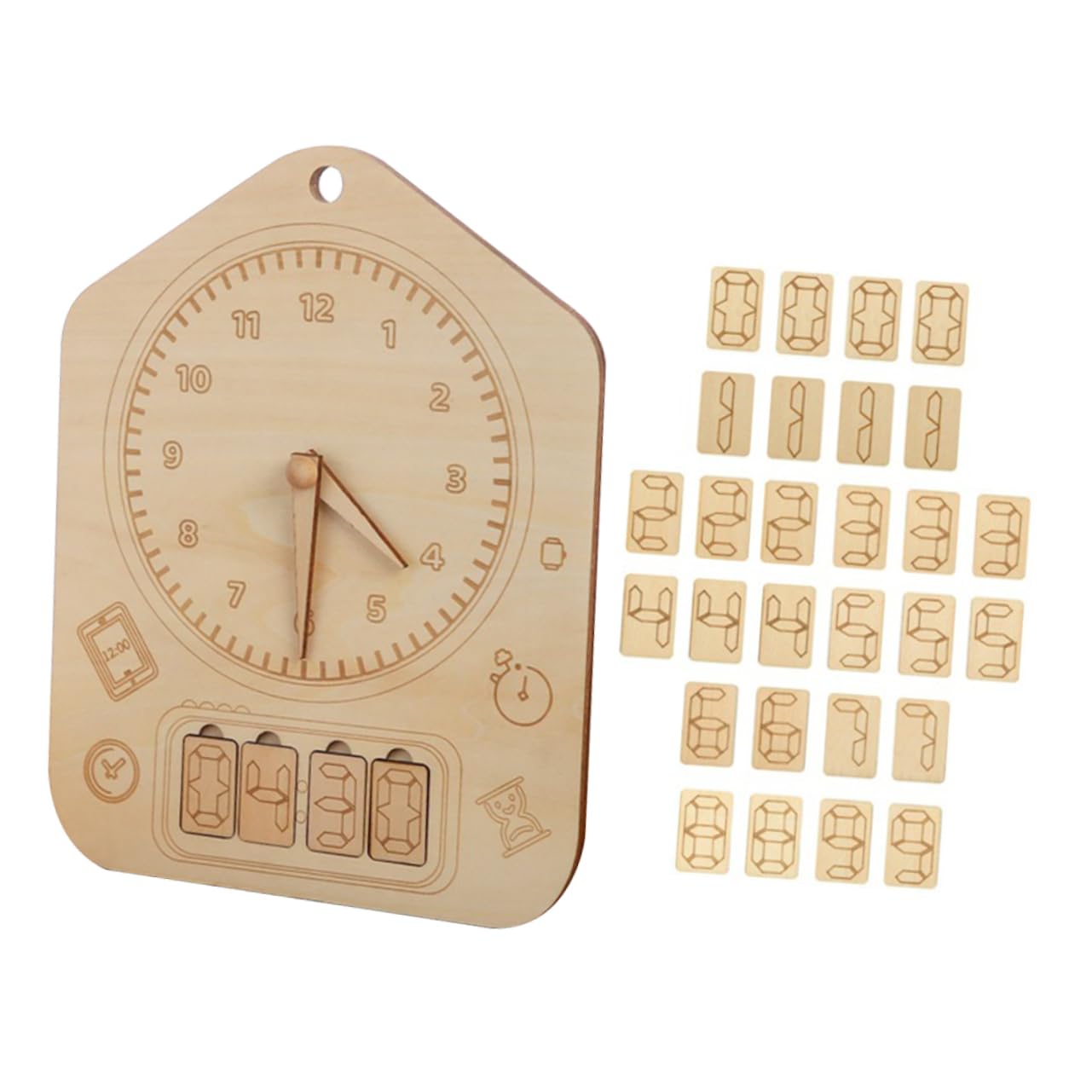BRIGHTFUFU Wooden Number Clock Puzzle Set - Educational Learning Toy for Toddlers & Kids - Perfect for Montessori, Preschool, and Homeschooling Activities