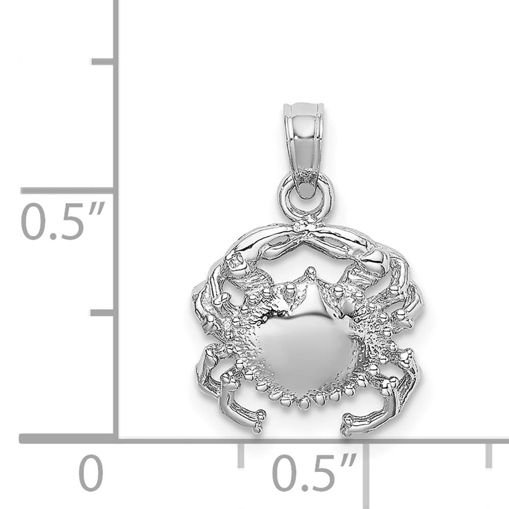 14K White Gold White Crab Polish Charm Pendant - Elegant Jewelry Gift for Women, Perfect for Birthdays, Anniversaries & Beach-Themed Outfits