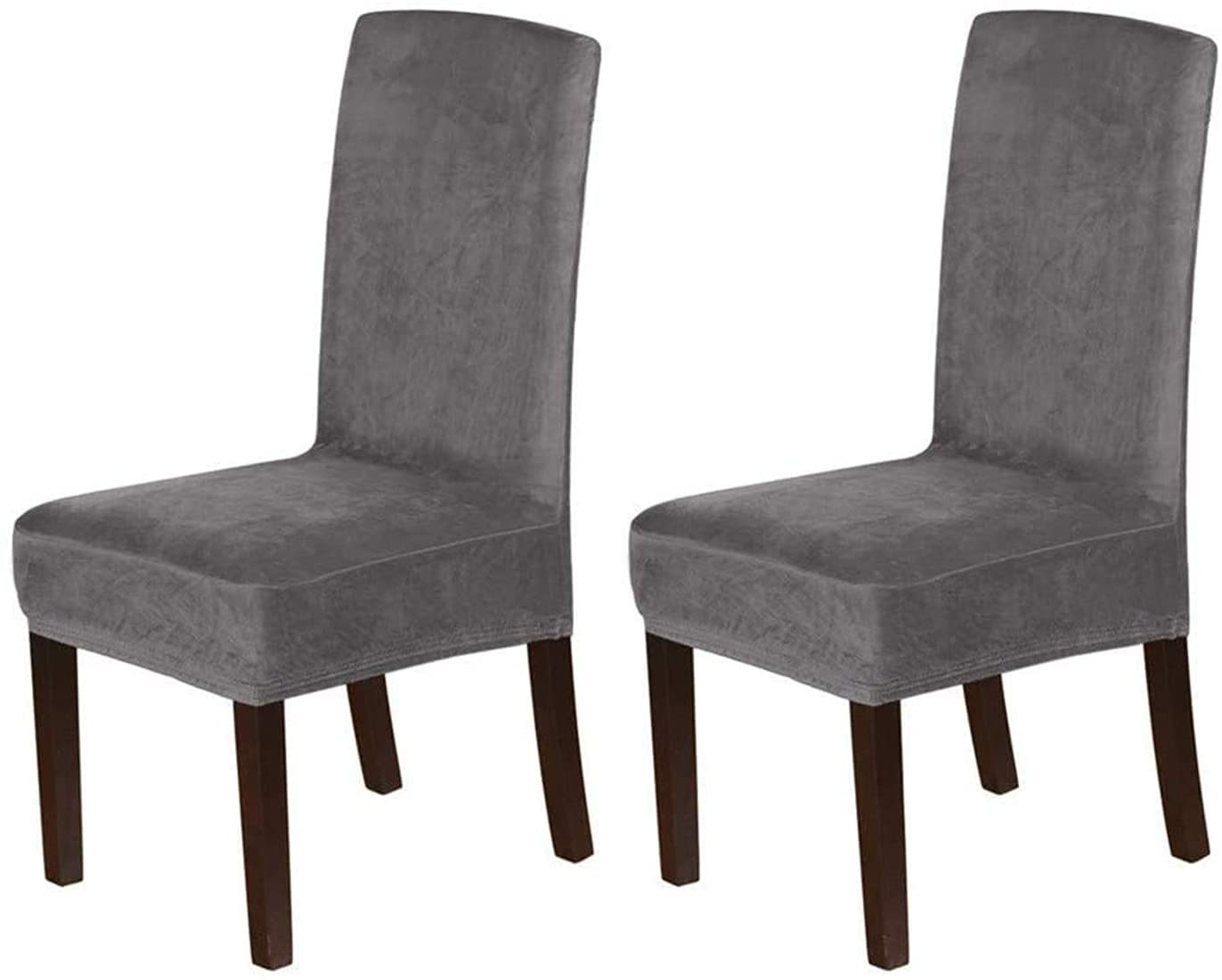 Stretch Velvet Dining Chair Covers - Set of 2, Washable Slipcovers for Parson Chairs - Home & Restaurant Use
