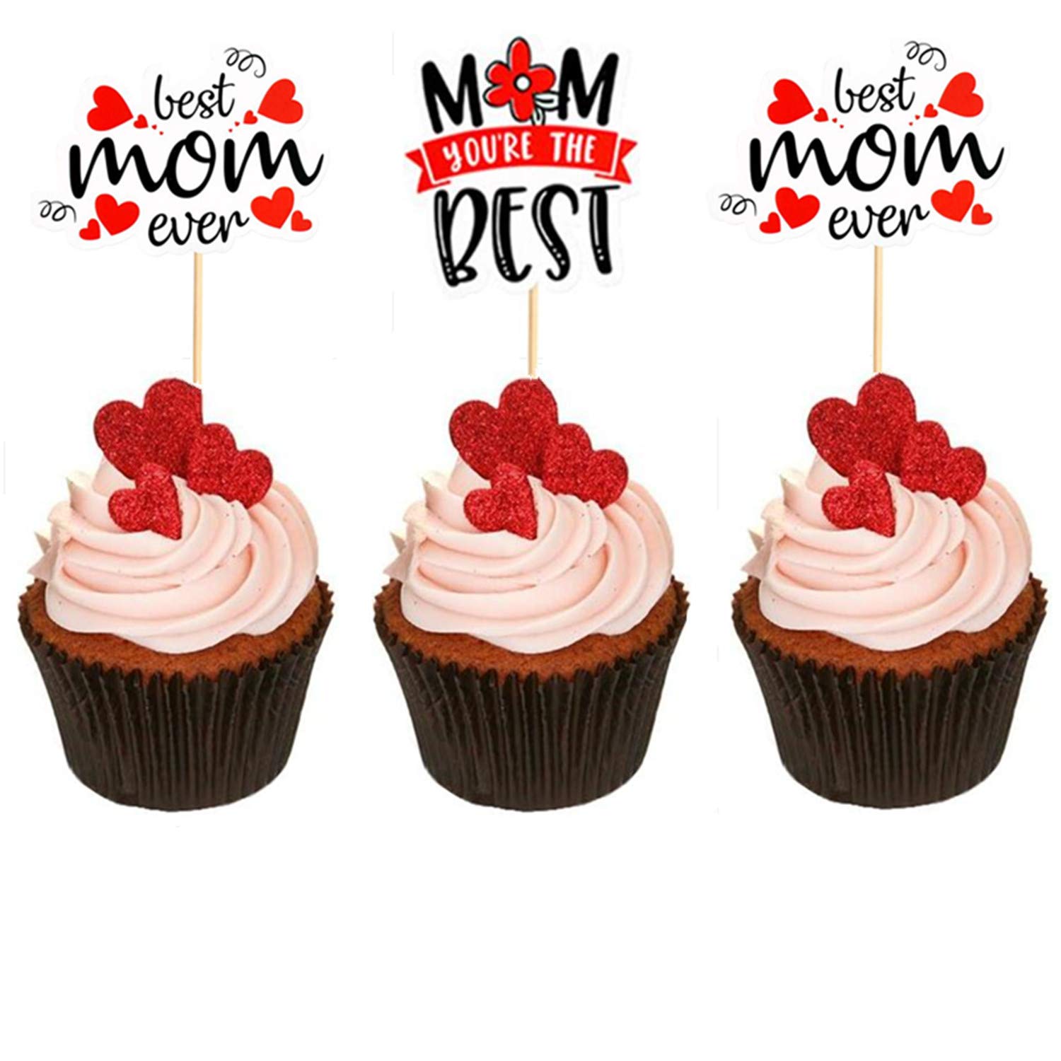 20-Piece Mother's Day Cake Decorations Set - Best Mom Cupcake Toppers & Happy Mother's Day Cake Picks - Birthday Party Supplies for Mother's Day Celebrations, Baby Showers & Special Occasions