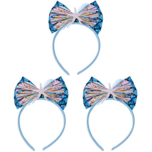Bestoyard 3-Piece Kids Hair Bows Set - Fish Scale Bowknot Headbands & Hair Ties for Girls, Cute Hair Accessories for Parties, Halloween Costumes, School, and Daily Wear