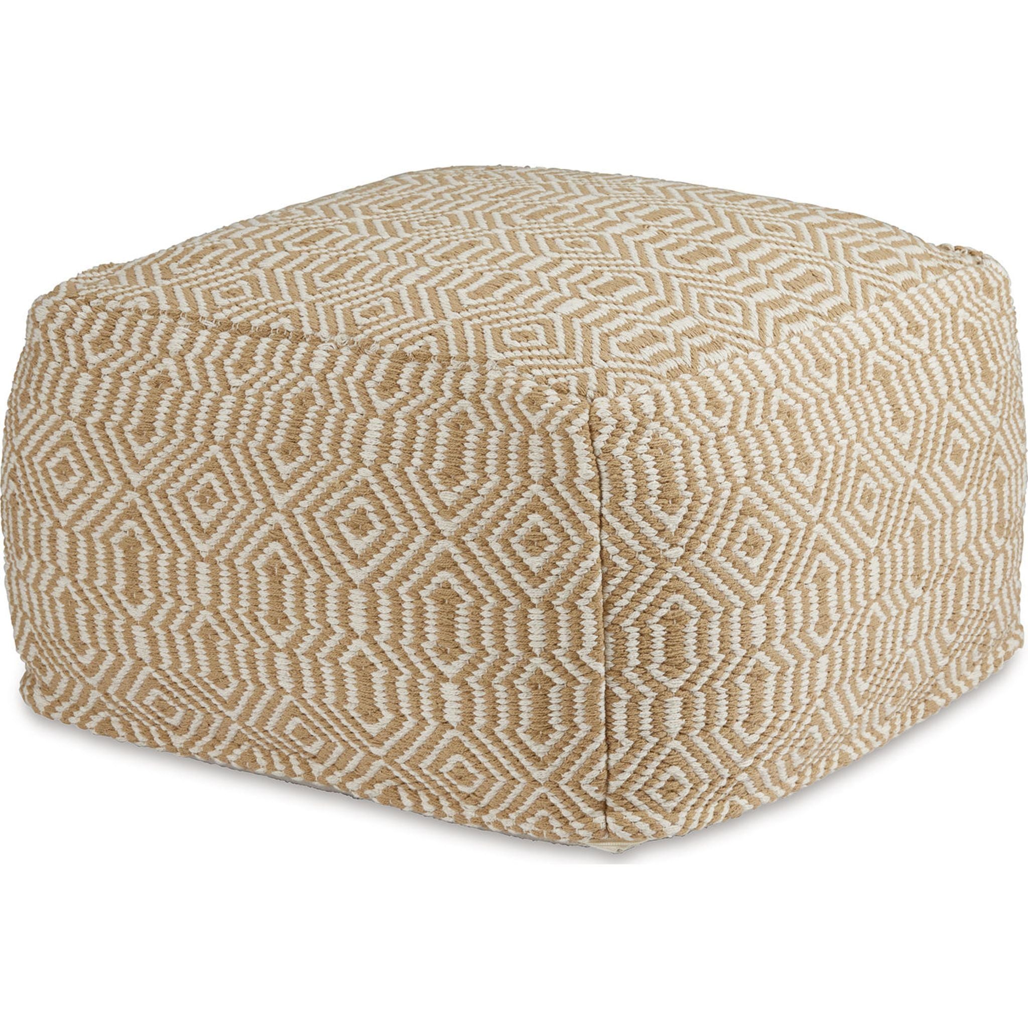 Adamont Pouf Ottoman - Tan/Ivory Color, Modern Footrest Stool for Living Room, Bedroom or Office - Perfect for Relaxing, Extra Seating & Home Decor