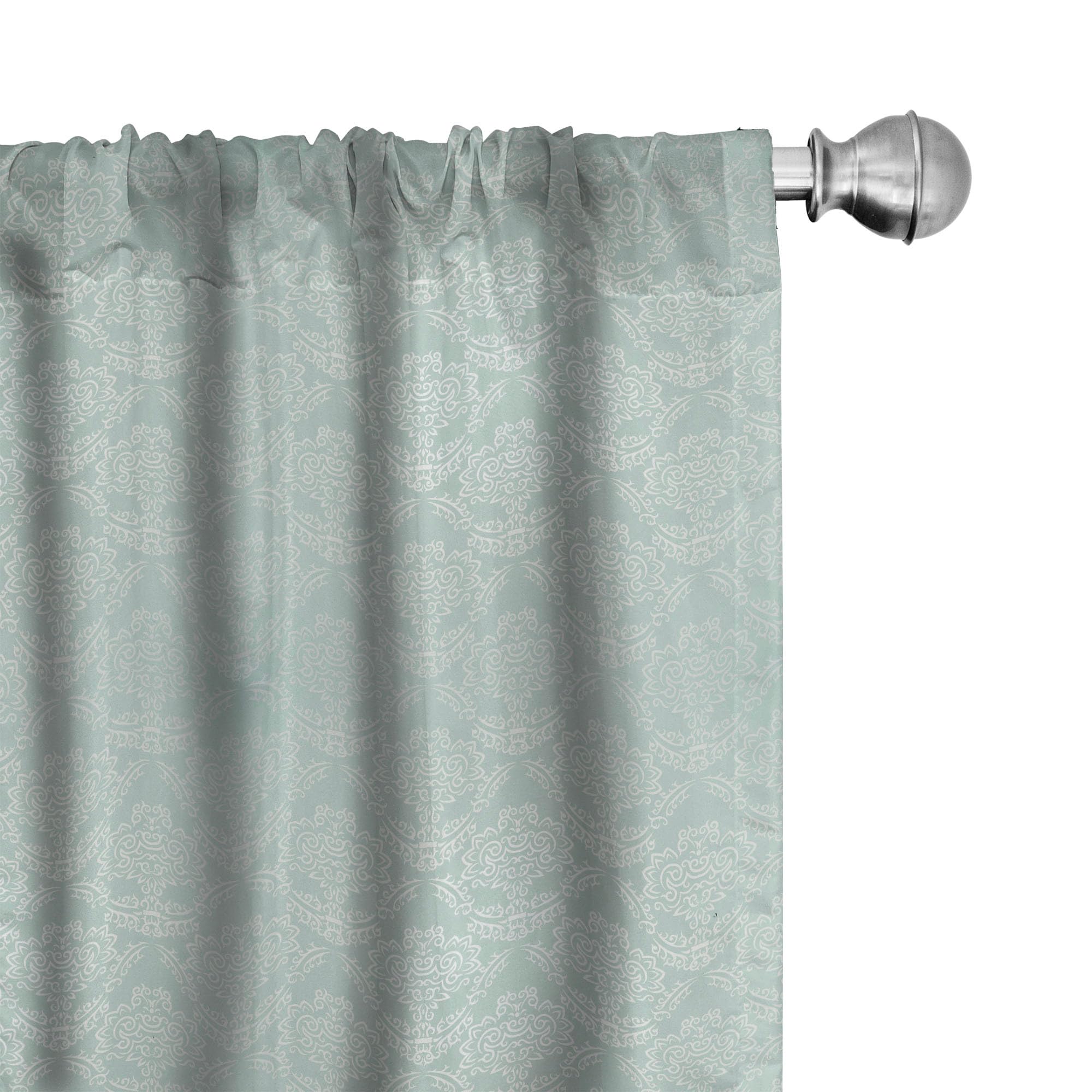 Ambesonne Victorian Window Curtains - Vintage Damask Style with Antique Baroque Foliage Motifs - Lightweight 2-Panel Set with Rod Pocket - 28