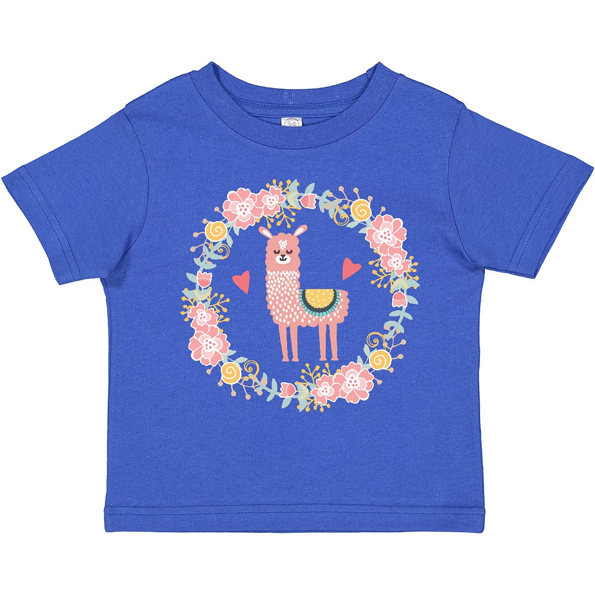 Inktastic Llama Rose Flower Wreath Toddler T-Shirt - Cute Baby Girl Outfit for Birthday, Photo Shoots & Casual Wear