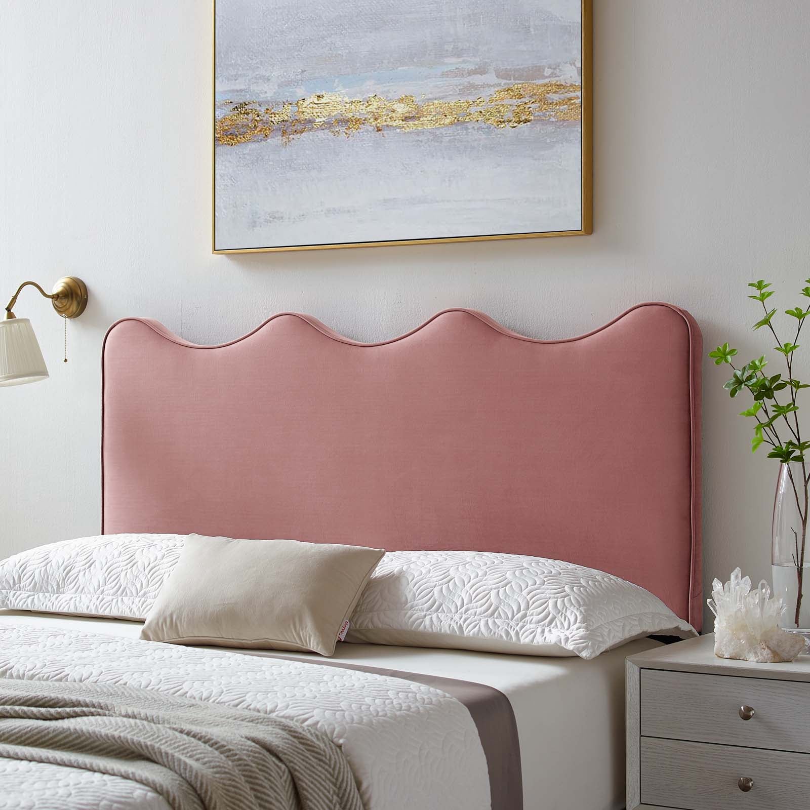 Athena Performance Velvet Upholstered Headboard - Queen Size Bed Frame Accent for Modern Bedroom Decor | Perfect for Master Bedroom, Guest Room & Apartment