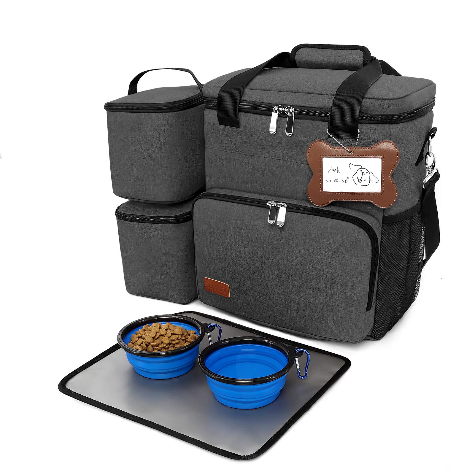 Durable Dog Travel Bag with Collapsible Bowls & Food Containers - Perfect for Hiking, Camping & Weekend Trips | Pet Travel Accessories Organizer