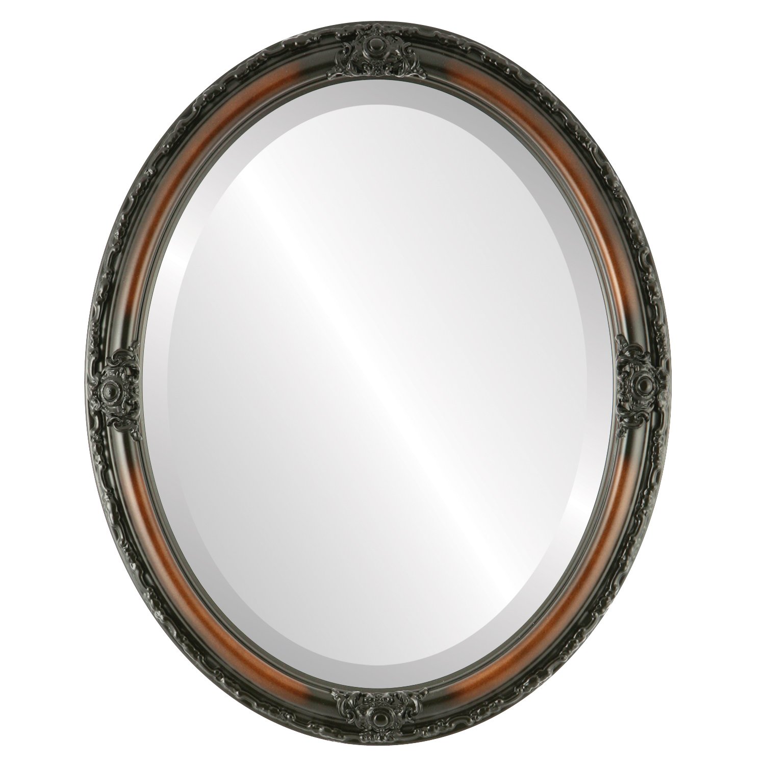 Jefferson Style Walnut Oval Beveled Wall Mirror 22x32 Inches - Elegant Home Decor for Living Room, Bedroom & Entryway