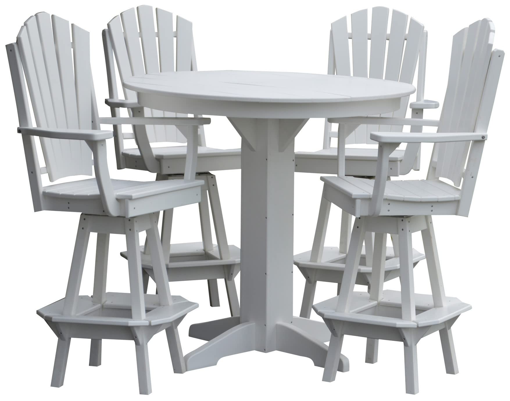 44-Inch White Poly Lumber Round Bar Table for Outdoor & Indoor Use - Durable Patio Furniture by Furniture Barn USA - Perfect for Dining, Entertaining & Backyard Decor