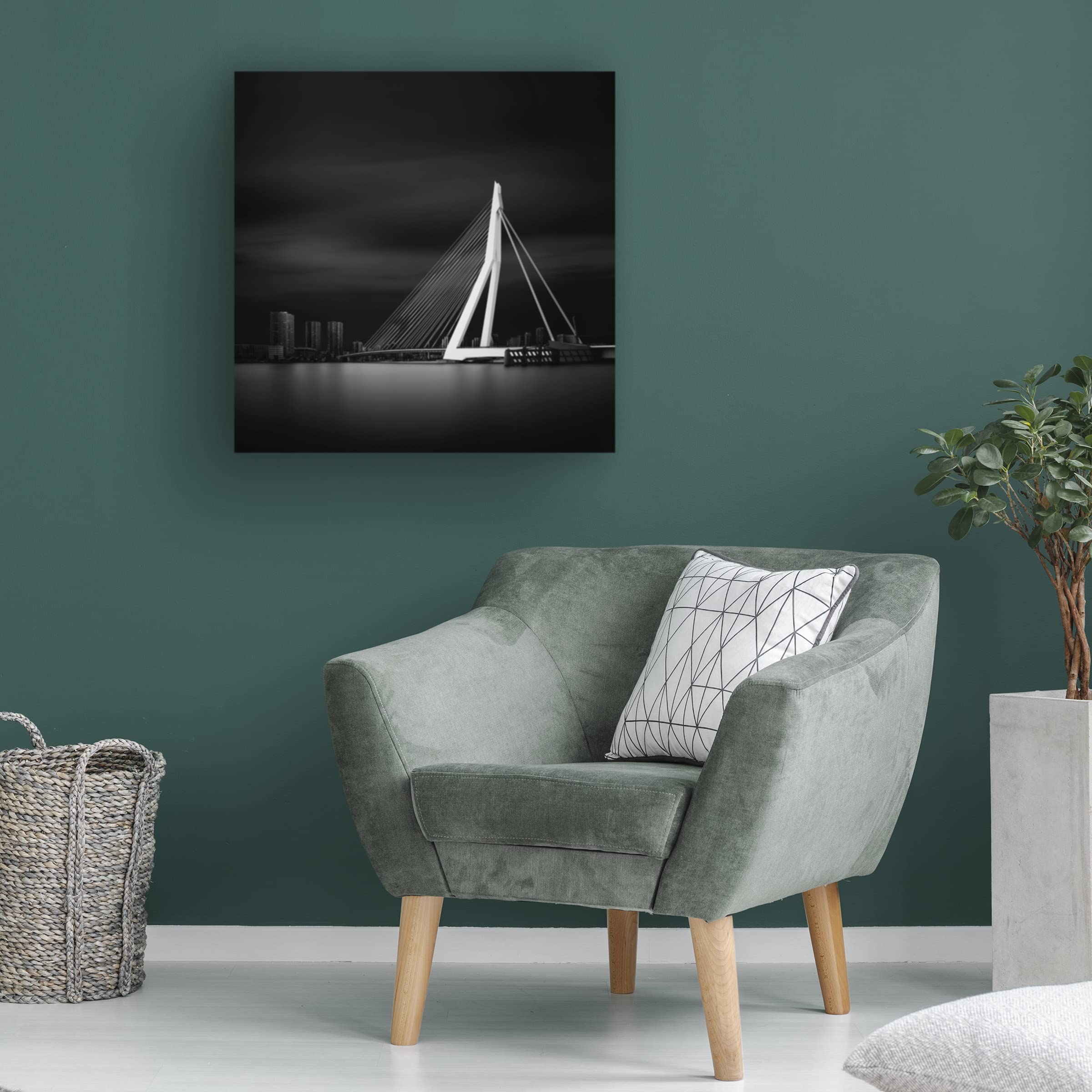 Trademark Fine Art 'Erasmusbrug' Canvas Art Print by Haggard - Modern Bridge Painting for Living Room, Office & Home Decor