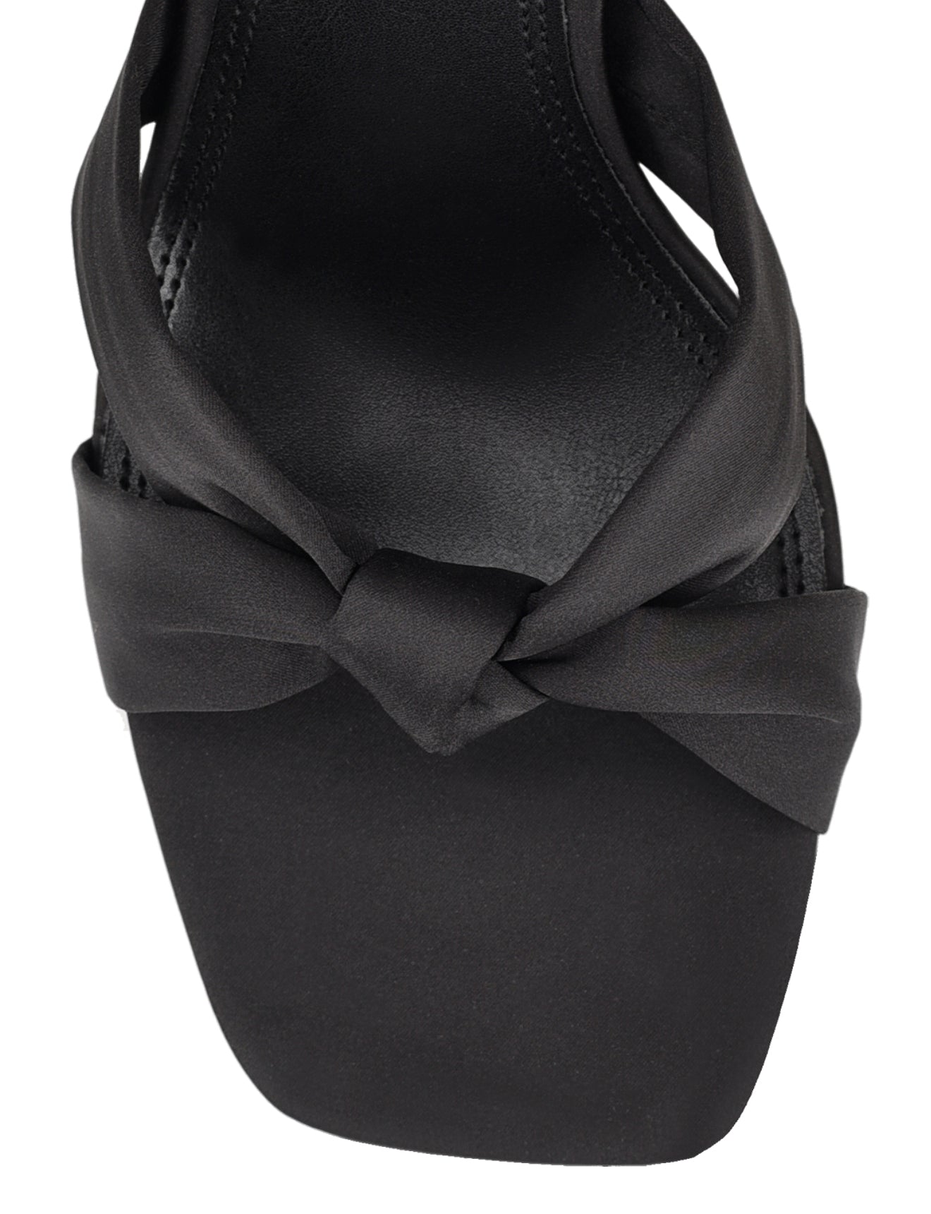 Black Satin Spring Knot Sandals - Women's Comfortable Dressy Flat Shoes for Weddings, Beach & Summer Outfits