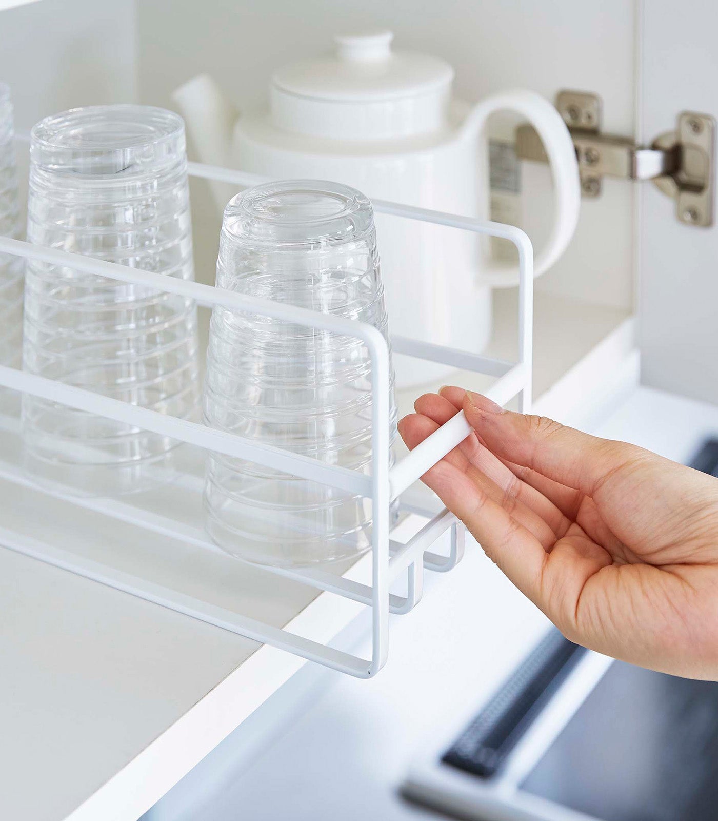 Glass and Mug Cabinet Organizer - Premium Steel Storage Rack for Kitchen, Office, or Bar - Perfect for Organizing Cups, Mugs, and Drinkware