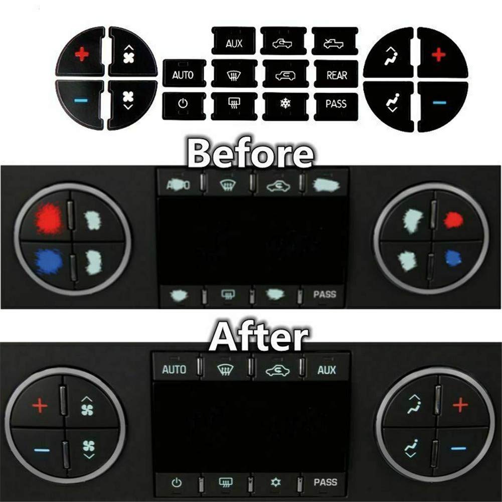 ZCARGEL AC Button Decal Stickers - A/C Dash Button Repair Kit Replacement for Chevy Avalanche, Silverado, Suburban | Easy Peel & Stick Installation | Perfect for Broken or Worn AC Buttons