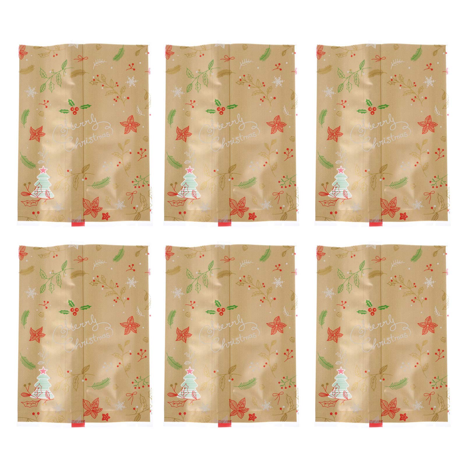 50Pcs Clear Christmas Candy Bags - Plastic Treat Bags for Cookies, Holiday Gifts & Party Favors | Baking, Xmas Wrapping & Gift Giving Essentials