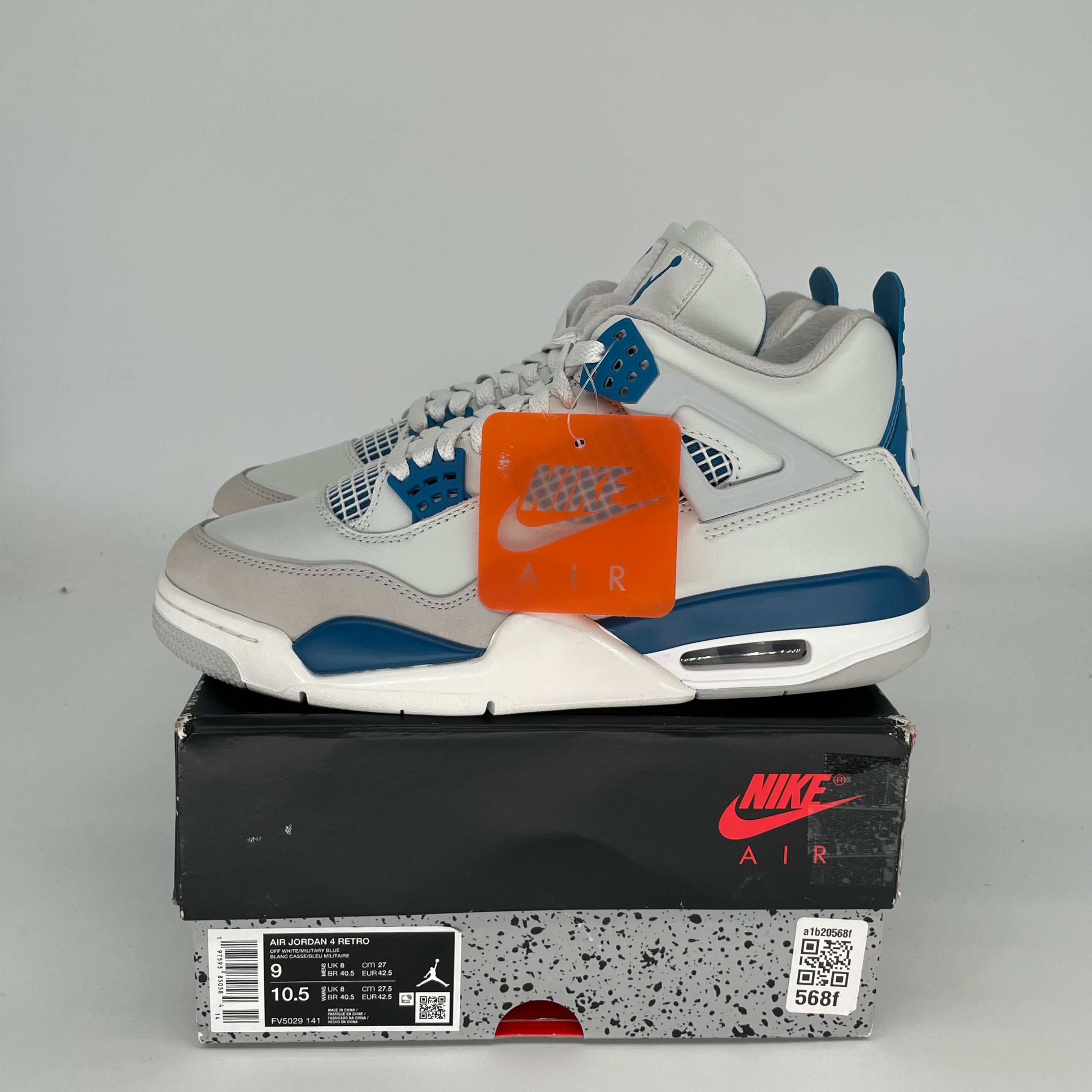 Original Air Jordan 4 Retro 'Military Blue' Men's Basketball Shoes - Size 9 (FV5029-141) - Perfect for Sneaker Collectors & Streetwear Fashion