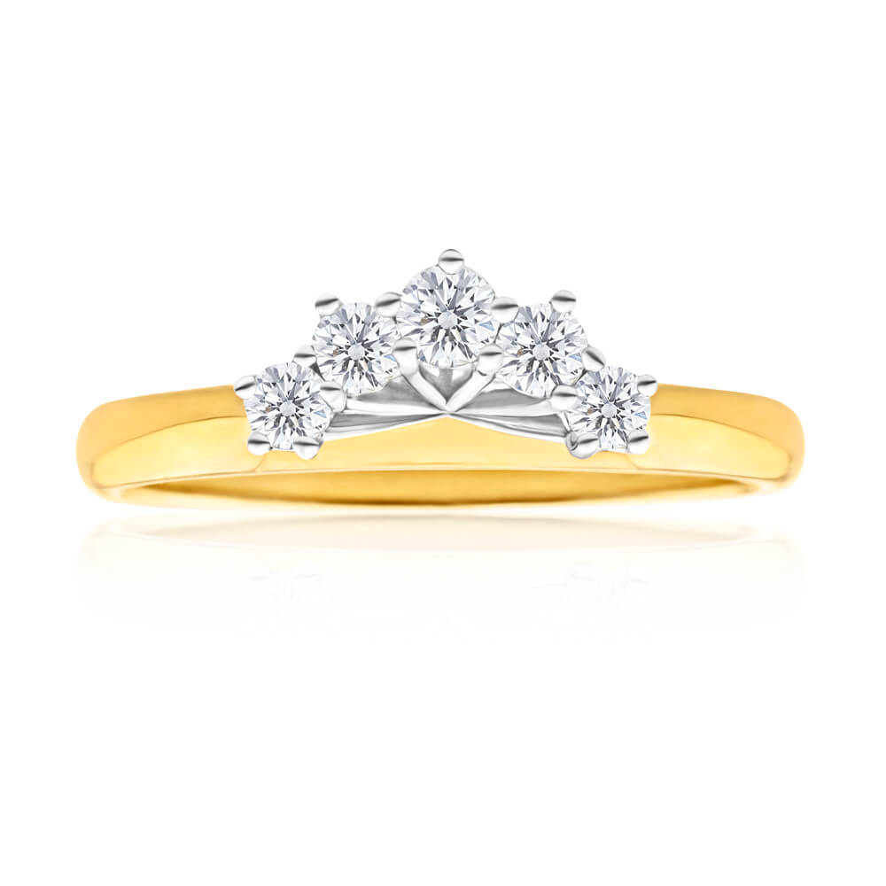 18ct Yellow Gold & White Gold 'Anise' Diamond Ring - 0.25 Carat Sparkling Bridal Jewelry for Engagement, Wedding & Anniversary Gifts