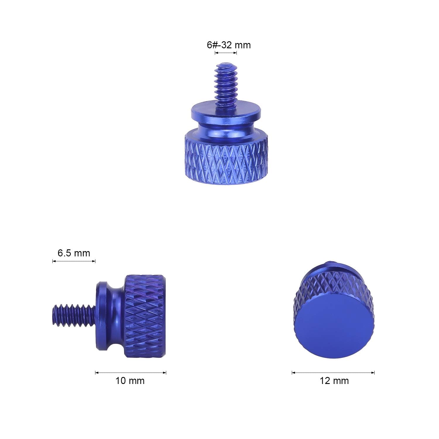 10Pcs Blue 6-32 Fully Threaded Knurled Thumb Screws for PC Case - Perfect for Computer Builds, DIY Repairs & Hardware Upgrades