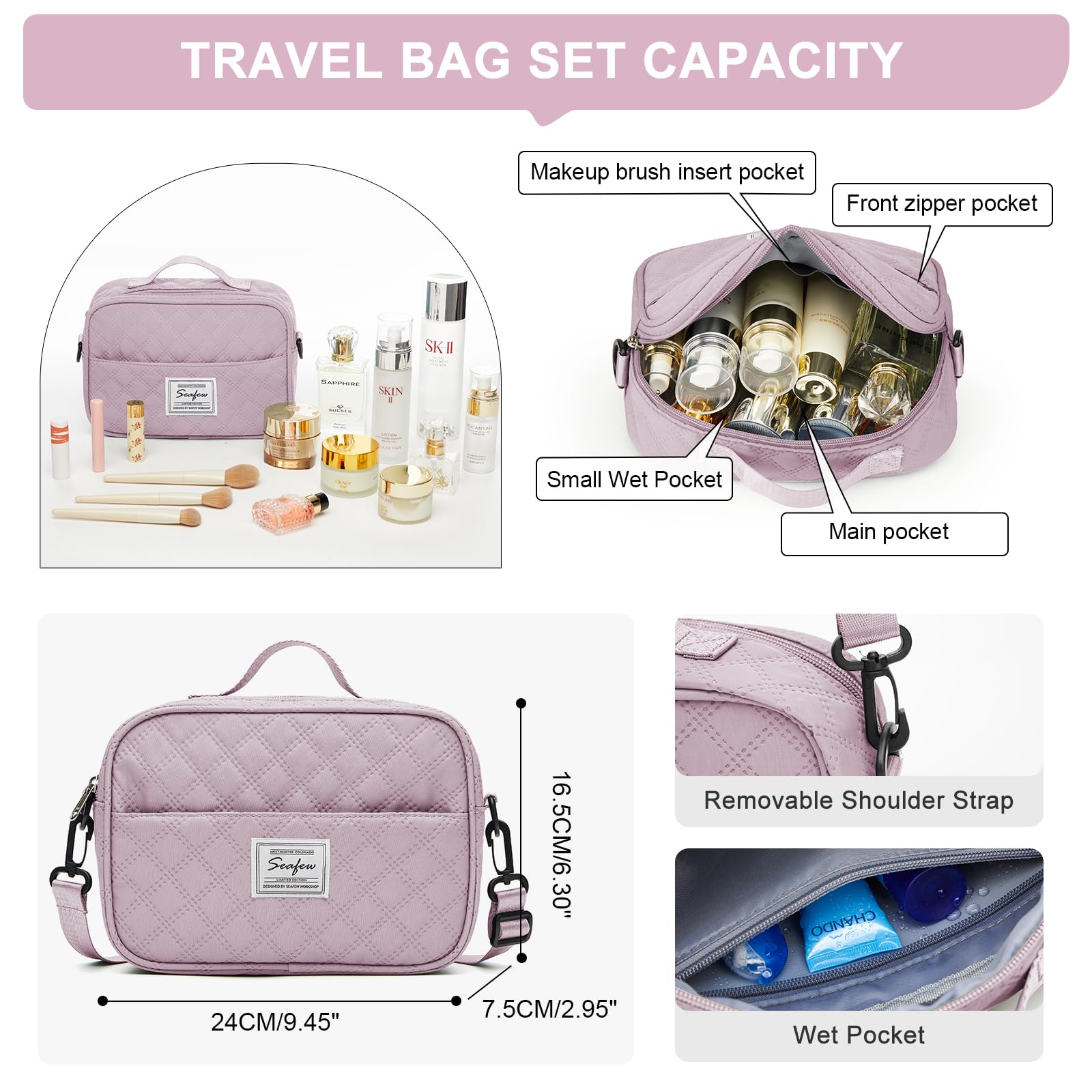 Women's Gym Bag with Shoe Compartment - Sports Duffel, Overnight Carry-On & Weekender Travel Tote with Toiletry Bag (Purple) - Perfect for Workouts, Airplane Travel & Weekend Getaways