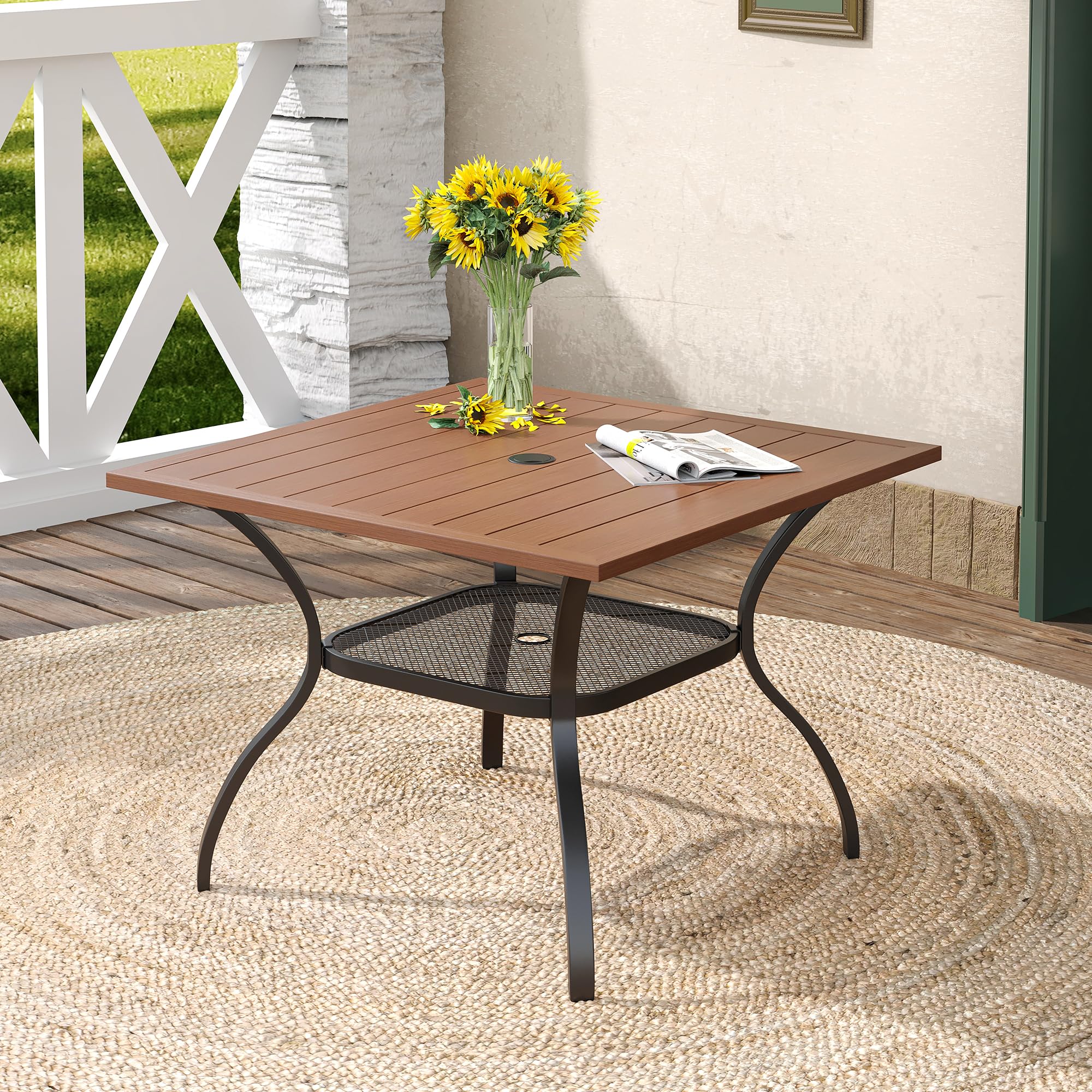 DIFY 4-Person Outdoor Dining Table - Square Metal Patio Table with 1.57